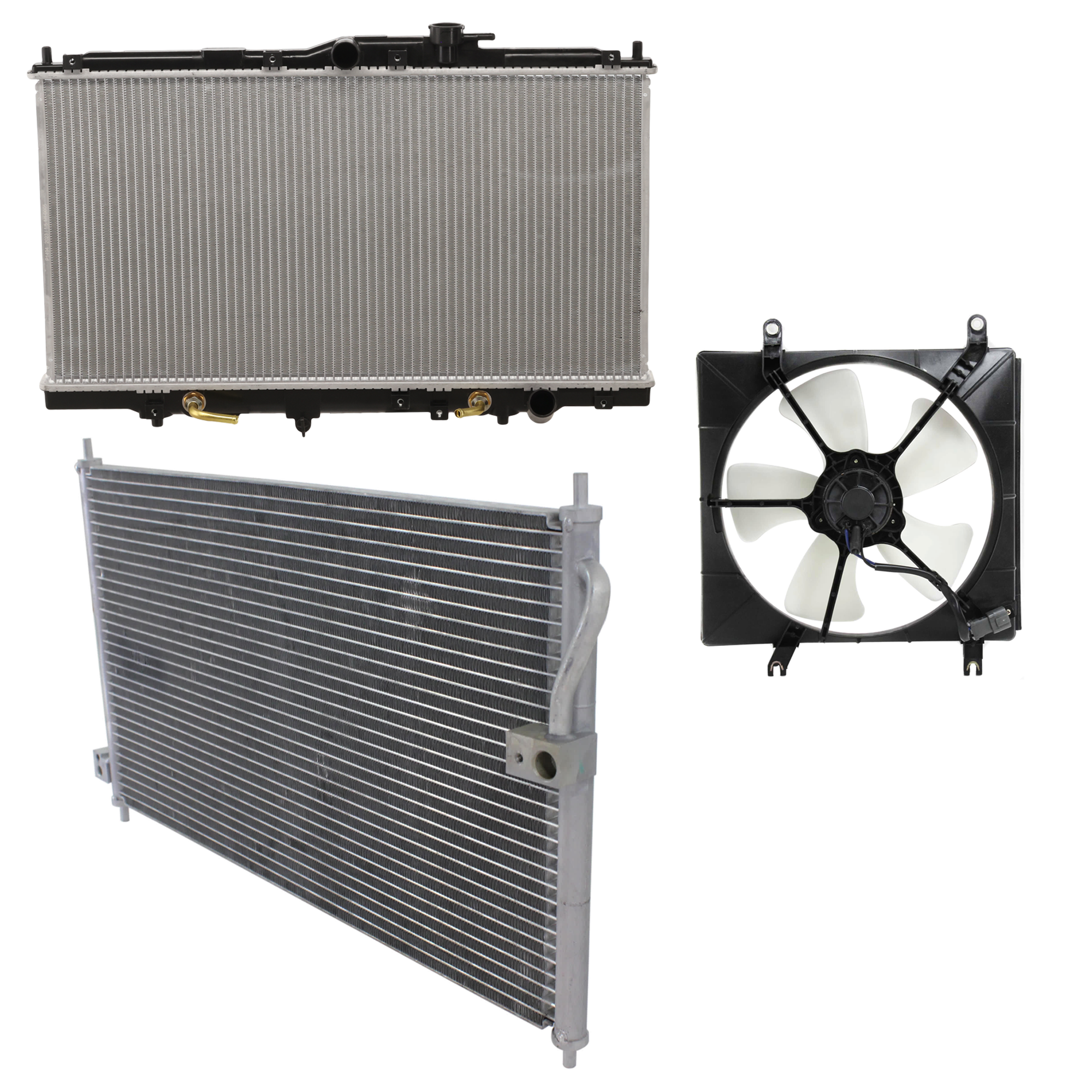 AM ACCORD 94-97 CL 97-97 A C CONDENSER RADIATOR COOLING FAN KIT 3 pc kit 2.2L Eng. 4 Cyl. SKU KIT 071124-64 Partslink HO3030104 HO3110101 HO3115118 HO3010142 OEM 80110SV1A21-19015P0A003 PFM 19