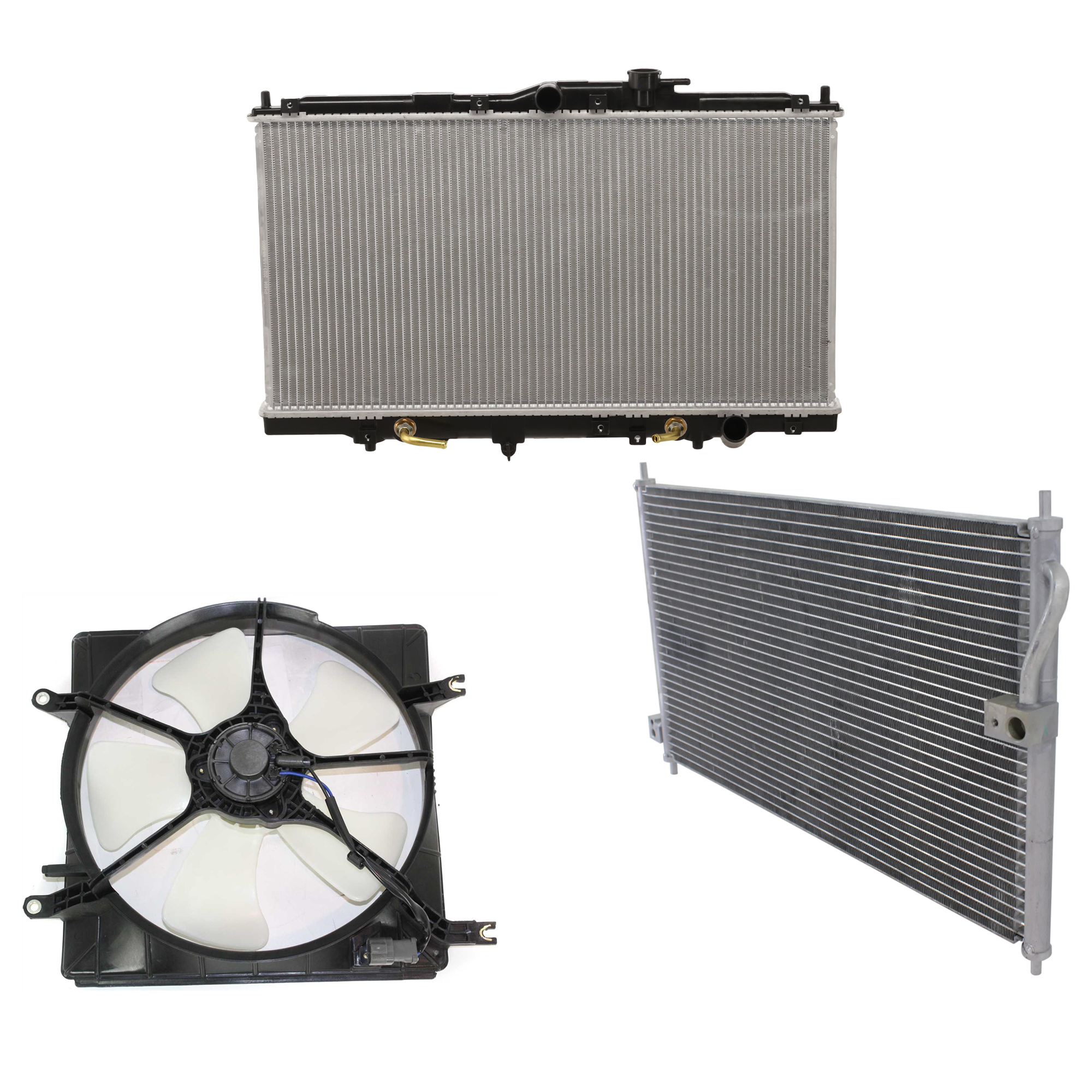 AM ACCORD 94-94 A C CONDENSER RADIATOR COOLING FAN KIT 3 pc kit 2.2L Eng. 4 Cyl. SKU KIT 071124-65 Partslink HO3030104 HO3115145 HO3010142 OEM 80110SV1A21-19015P0GA01 PFM 19