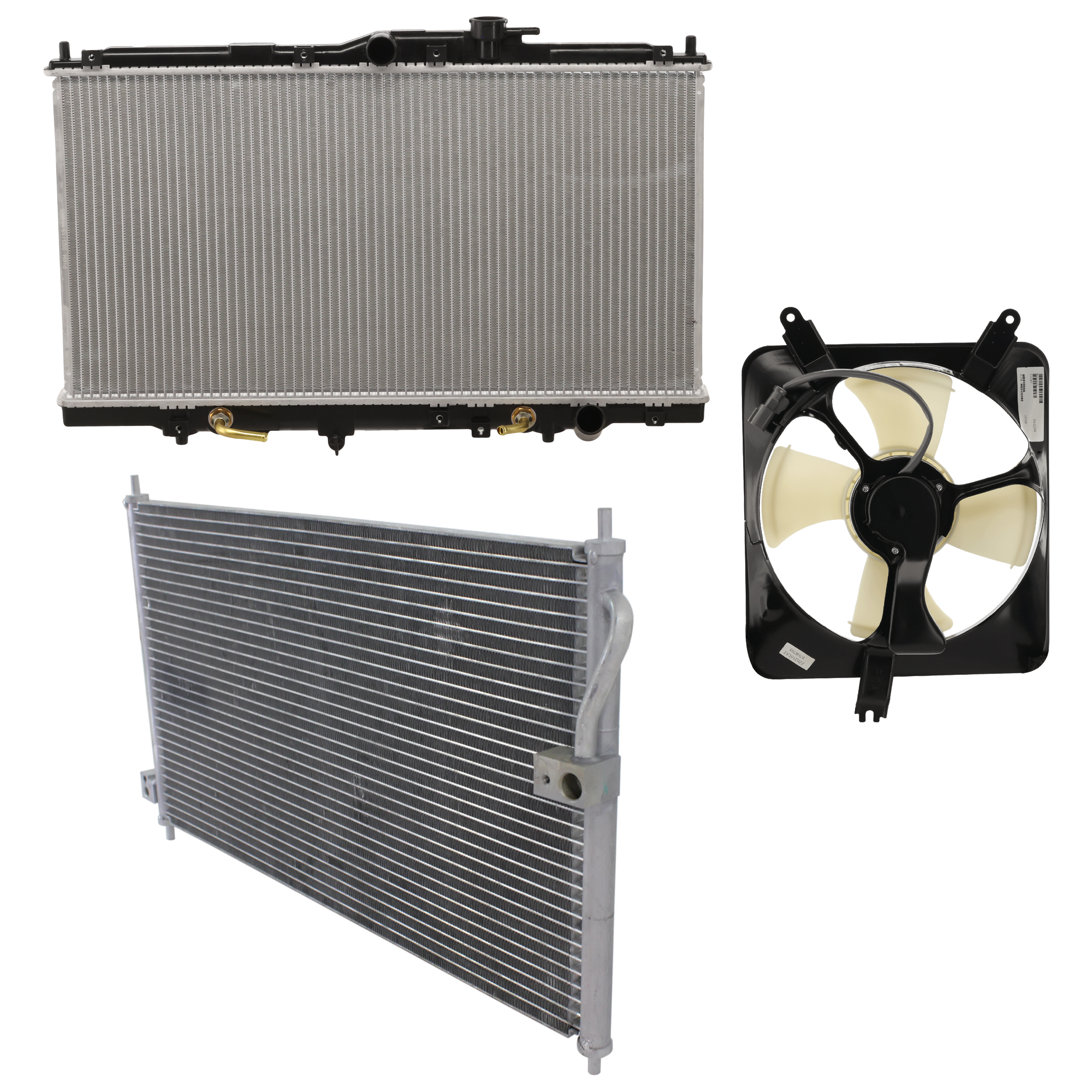 AM ACCORD 94-97 CL 97-99 A C CONDENSER RADIATOR COOLING FAN KIT 3 pc kit 2.2L Eng. 4 Cyl. CL 98-99-2.3L Eng. SKU KIT 071124-66 Partslink HO3030104 HO3113102 HO3010142 OEM 80110SV1A21-38615P0A000-19010P