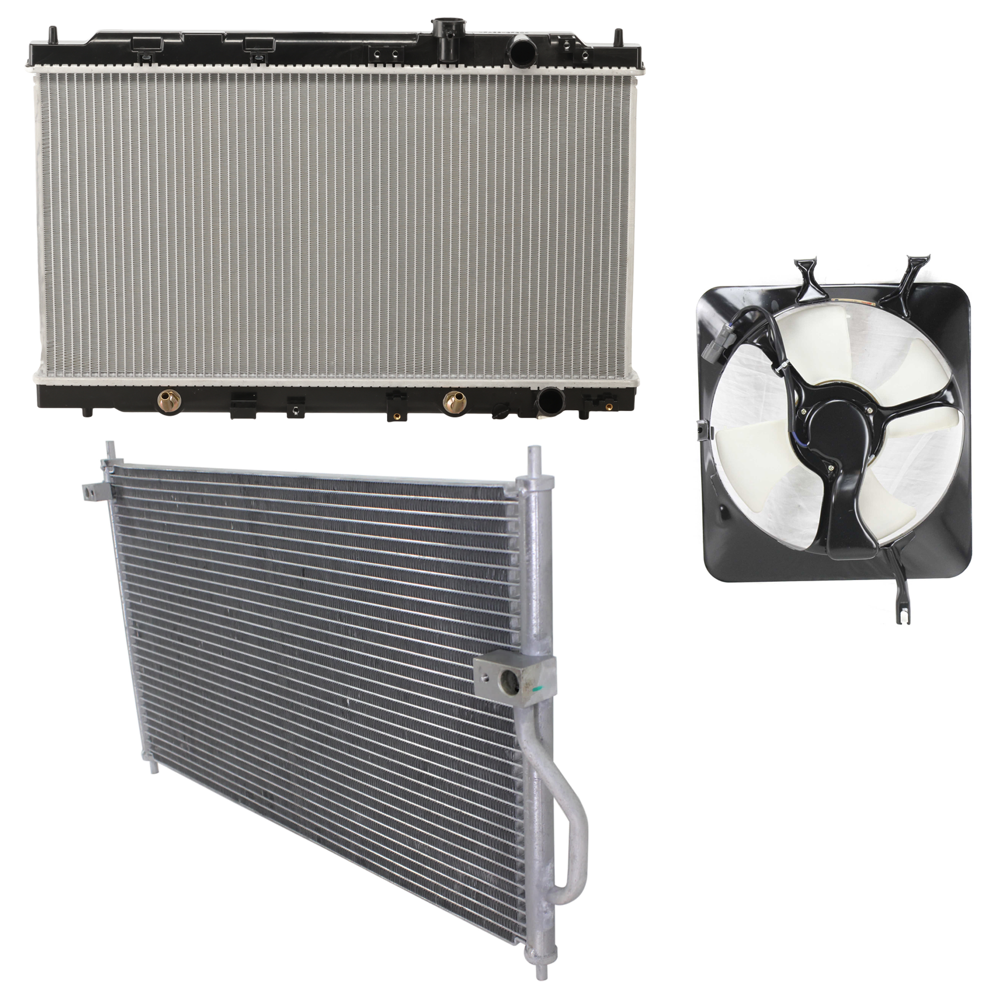 AM INTEGRA 94-01 A C CONDENSER RADIATOR COOLING FAN KIT 3 pc kit 1.8L Eng. 4 Cyl. SKU KIT 071124-68 Partslink AC3030101 AC3113101 AC3010103 OEM 80110ST7A21-38615P72000-19010P