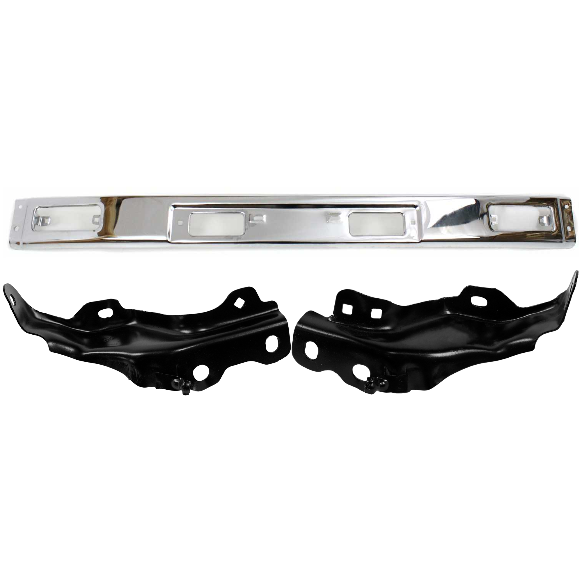 AM TOYOTA PICKUP 84-88 FRONT BUMPER 3 pc kit w Bumper Bracket Chrome 2WD SKU KIT 071124-91 Partslink TO1002116 TO1066104 TO1067104 OEM 5211189139-5201289108-52011891
