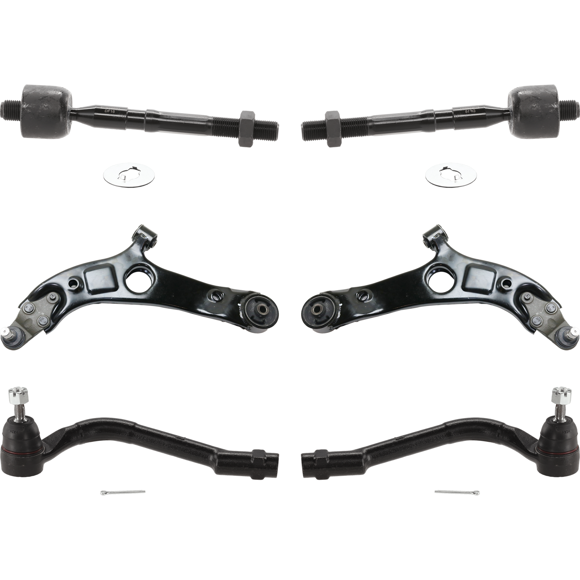 AM SONATA 11-14 CADENZA 14-16 FRONT CONTROL ARM RH AND LH Lower 6 pc Kit with Tie Rod End SKU KIT 071124 C103 OEM 545004C000-545003S200-545014C0