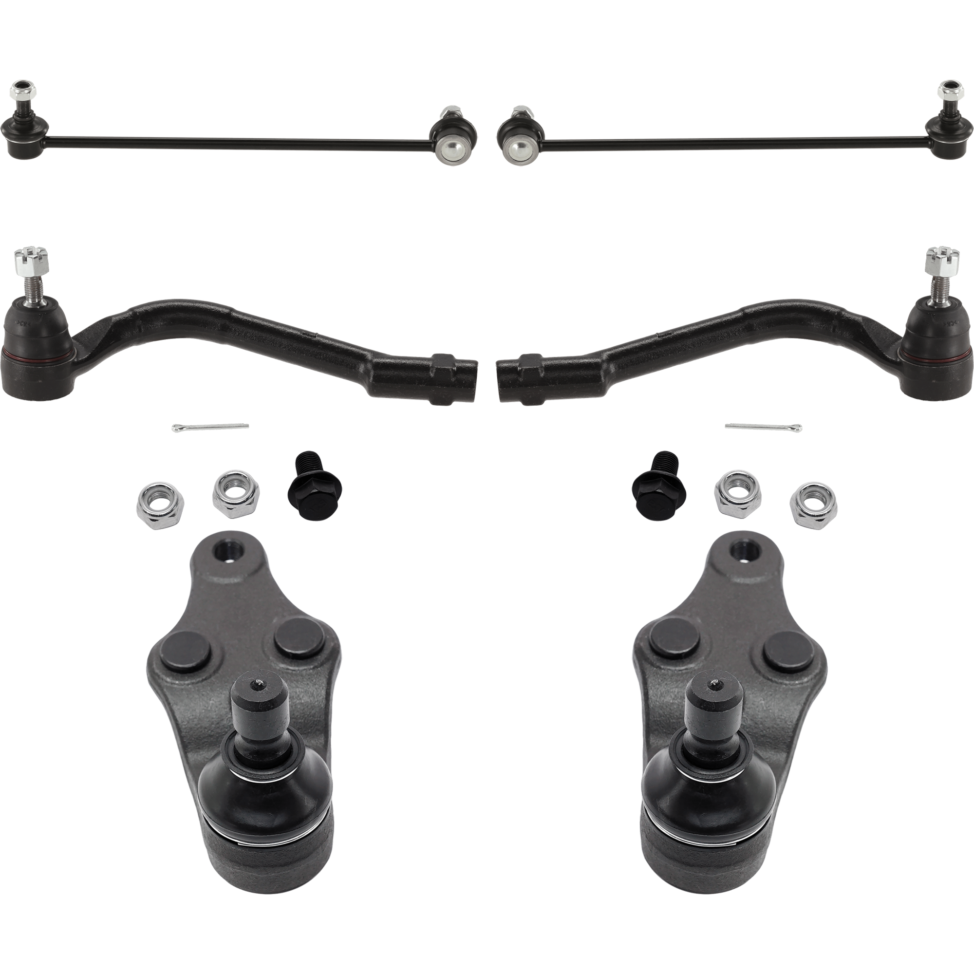 AM SONATA 11-12 OPTIMA 11-11 FRONT TIE ROD END RH AND LH Outer 6 piece kit with Ball Joint and Sway Bar Link SKU KIT 071124 C104 OEM 568202S050-568203Q500-568204R5