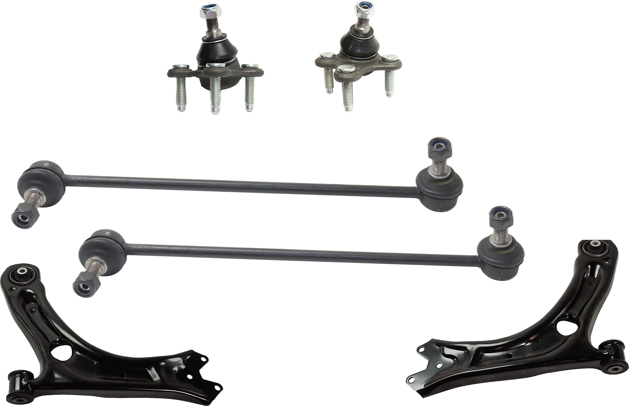 AM PASSAT 12-20 BEETLE 12-19 FRONT CONTROL ARM RH AND LH 6 pc Kit with Ball Joint and Sway Bar Link SKU KIT 071124 C123 OEM 561407151A 561407151C 56140715