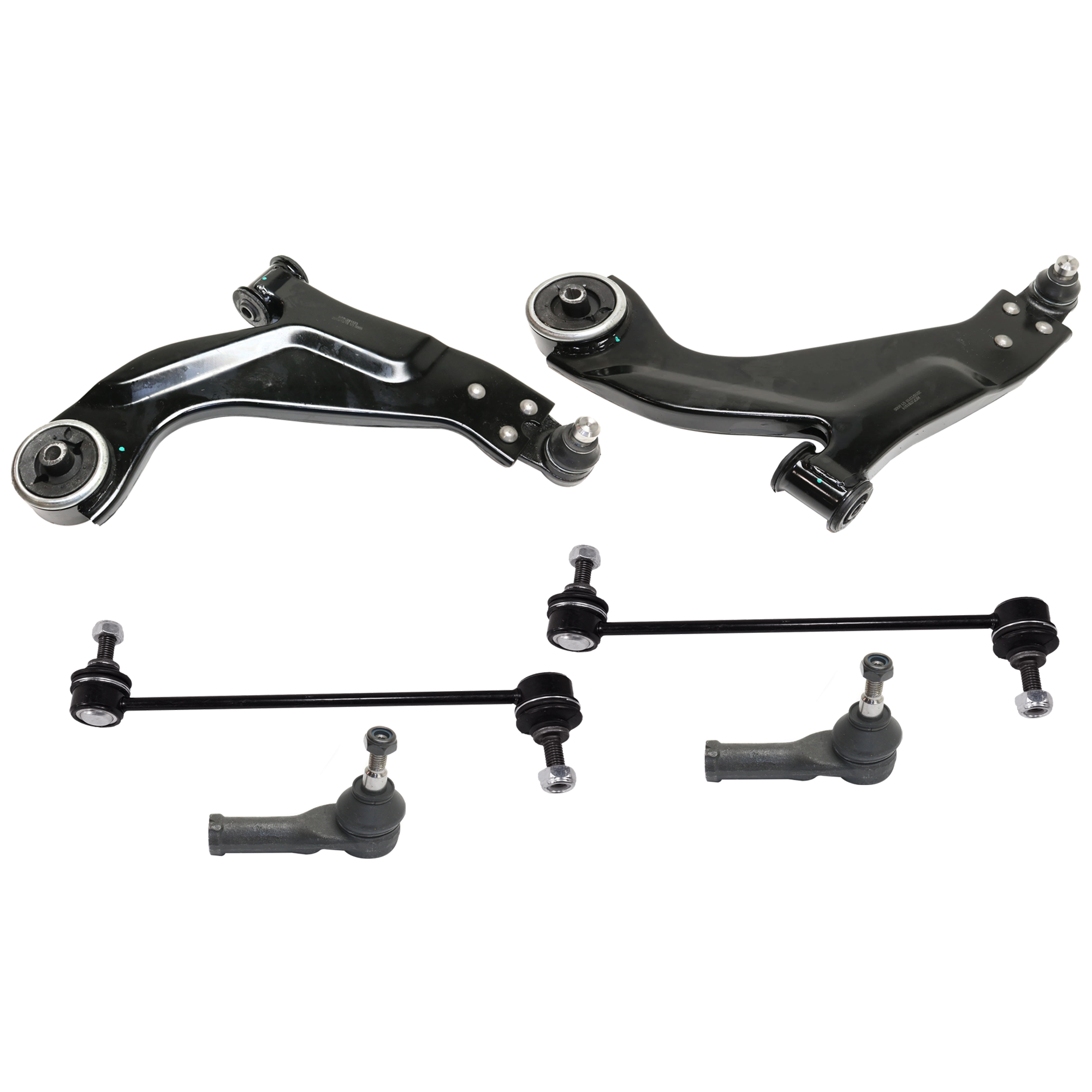 AM X TYPE 02-08 FRONT CONTROL ARM RH AND LH Lower 6 piece kit with Sway Bar Link and Tie Rod End SKU KIT 071124 C156 OEM C2S39661 C2S39662-1219697 C2S4