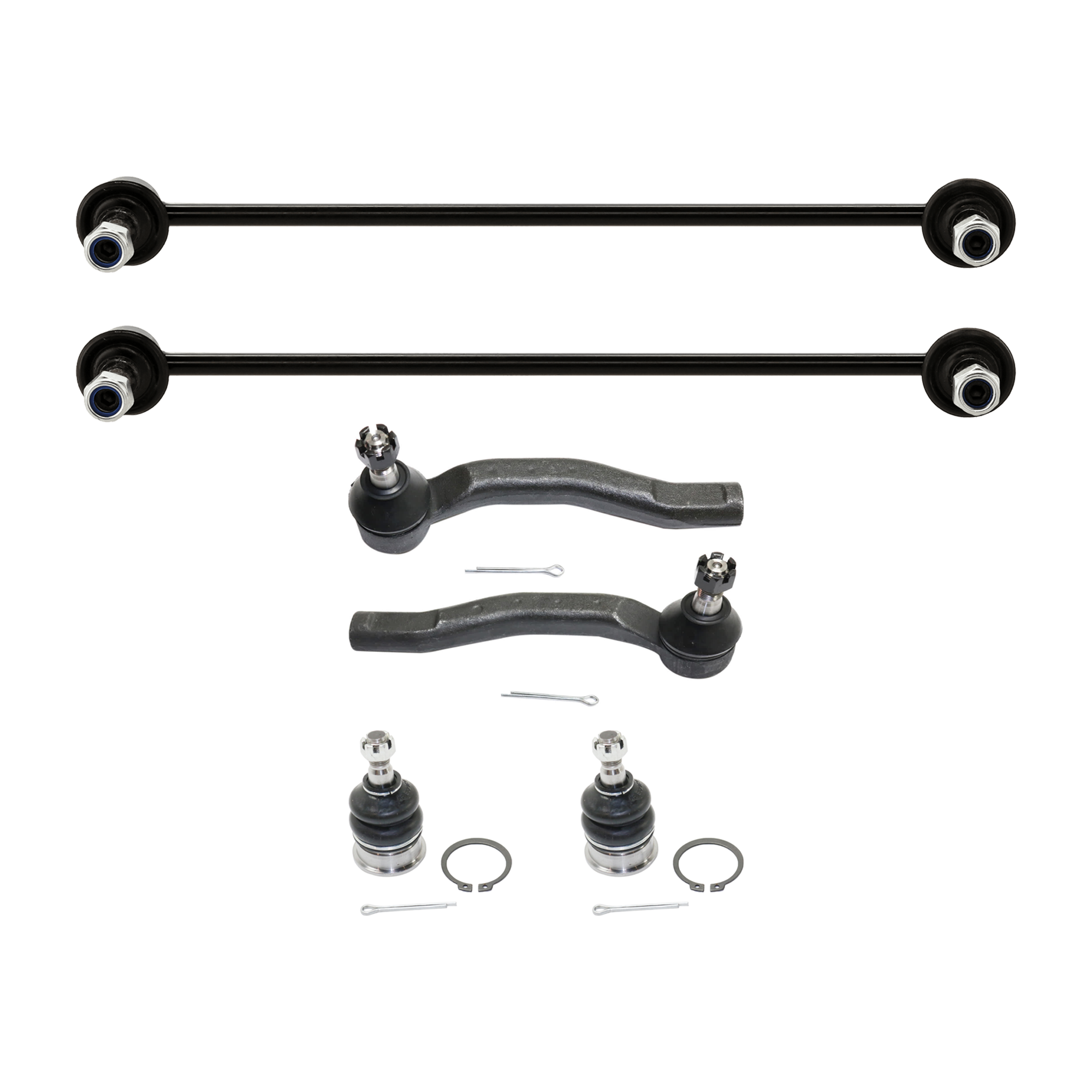 AM YARIS 06-14 PRIUS C 12-19 FRONT SWAY BAR LINK 6 pc Kit with Ball Joint and Tie Rod End SKU KIT 071124 C180 OEM 4882052030-4806859035-48069590