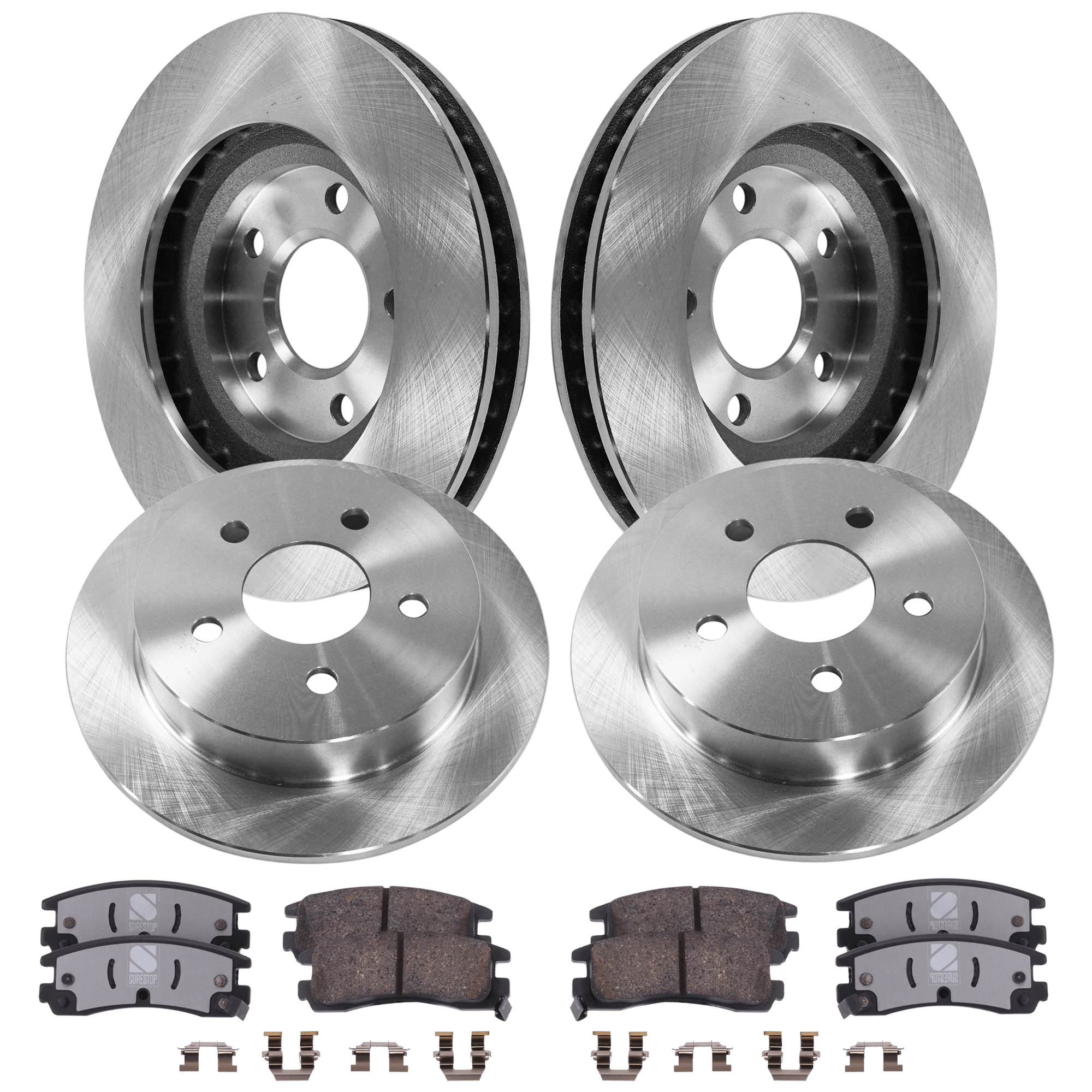 AM IMPALA 00-04 MONTE CARLO 00-00 FRONT AND REAR BRAKE DISC AND PAD KIT 4 Wheel Set Plain Surface SKU KIT 071124 C186 OEM 180-213-545-691-075-000-000-000-000