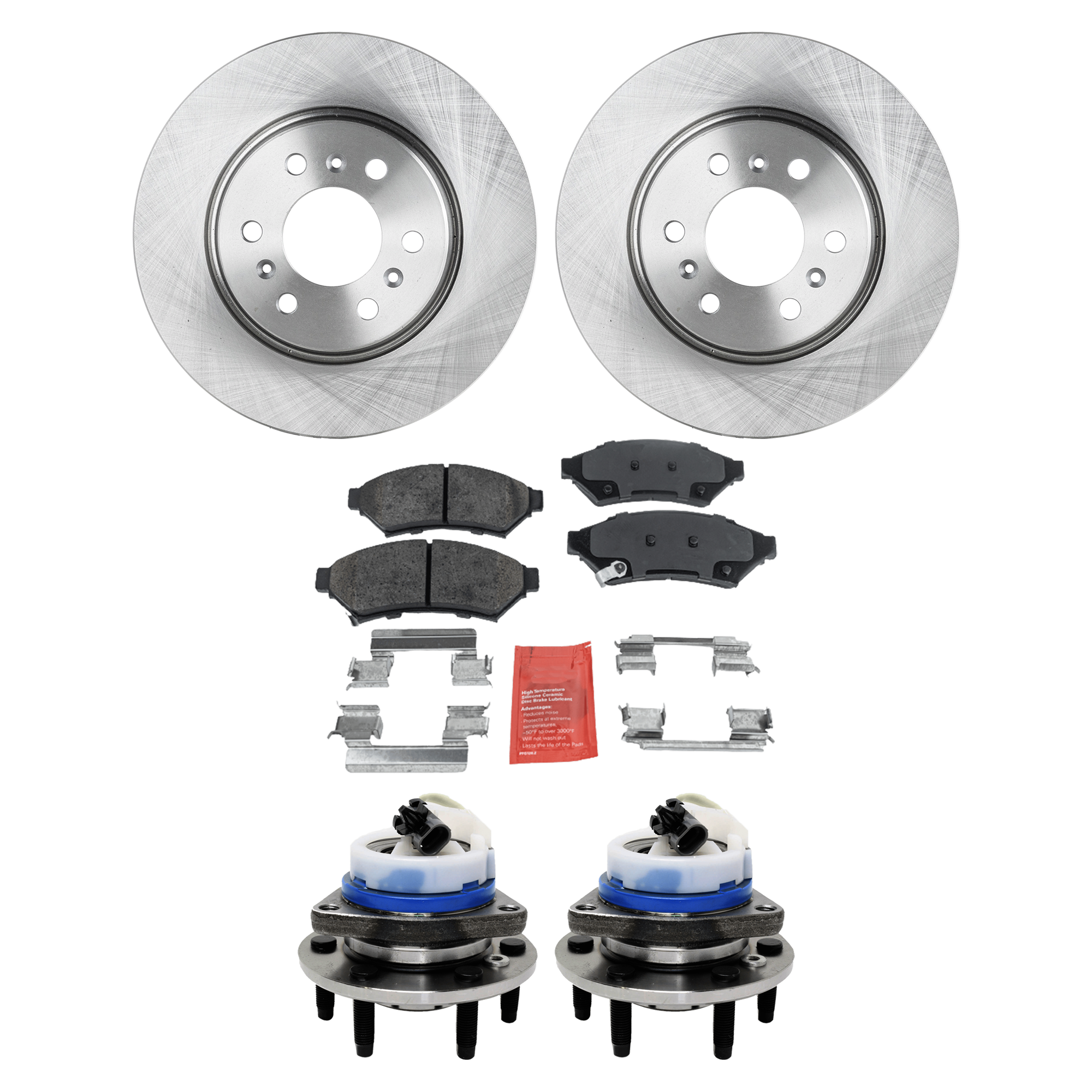 AM TERRAZA RELAY 06-07 FRONT AND REAR HUB ASSEMBLY RH AND LH 6 pc kit with Brake Disc and Brake Pad Set SKU KIT 071124 C225 OEM 25999685-88967259-19303815-191