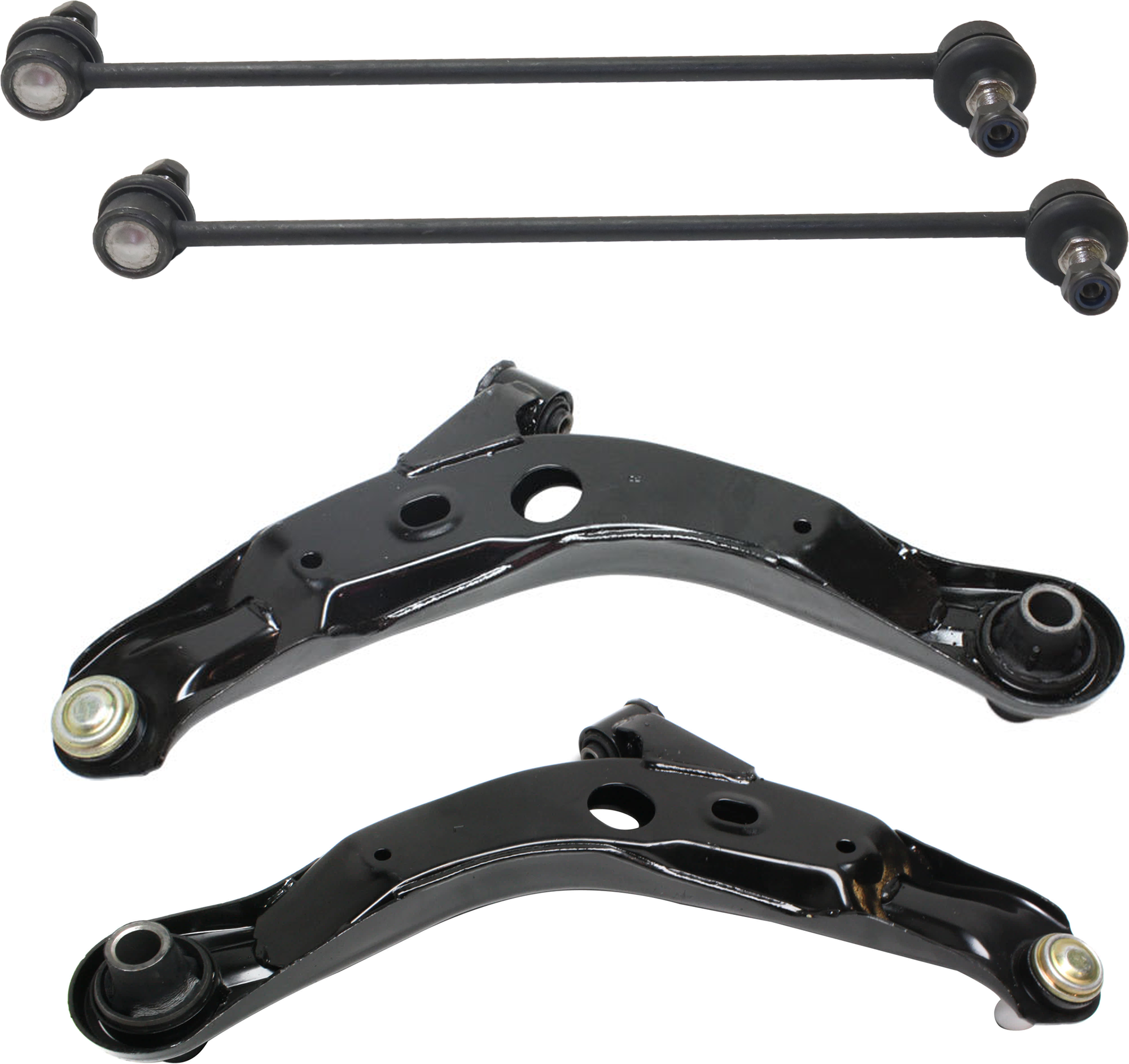 AM MPV 01-06 FRONT CONTROL ARM RH AND LH Lower 4 pc Kit with Sway Bar Link SKU KIT 071124 C255 OEM LC6234300C LC6234350C LC703417