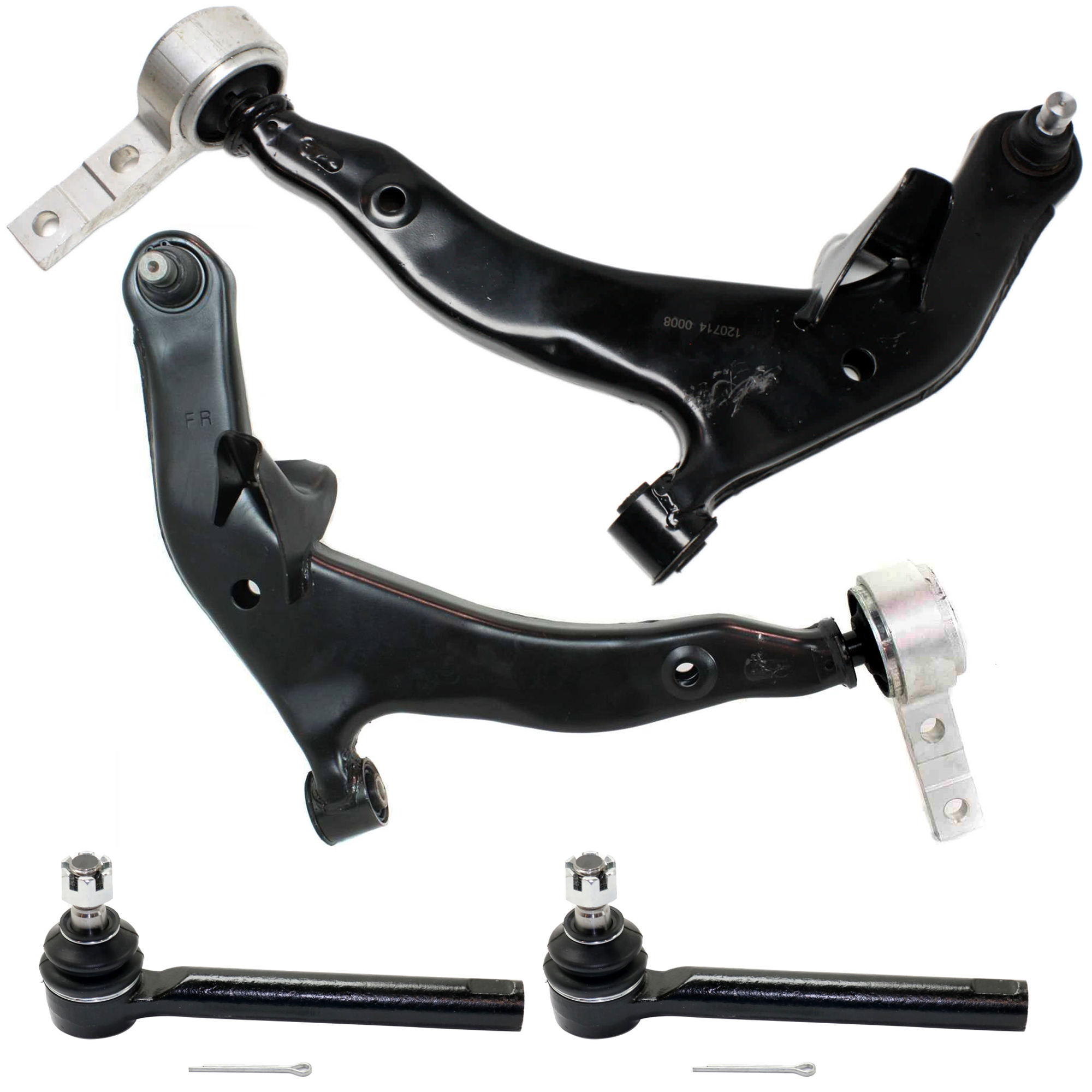 AM MURANO 05-07 FRONT CONTROL ARM RH AND LH Lower 4 pc Kit with Tie Rod End SKU KIT 071124 C262 OEM 54500CC40B 54500CA010-54500CC4