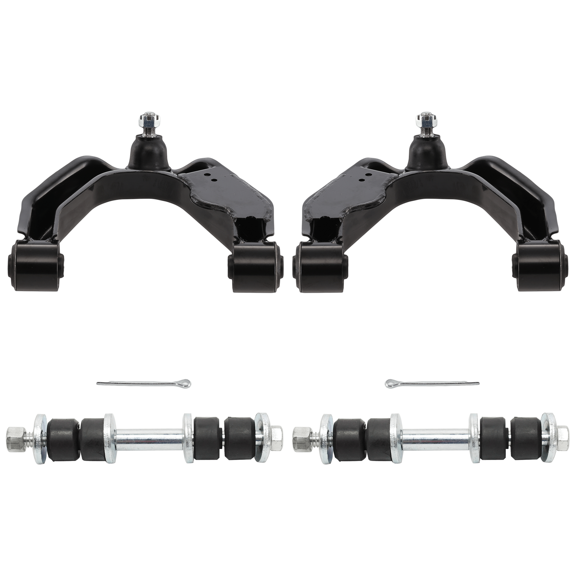 AM XTERRA 00-04 FRONT CONTROL ARM RH AND LH Upper 4 pc Kit with Sway Bar Link SKU KIT 071124 C263 OEM 545248B550-545248B525-545258B5