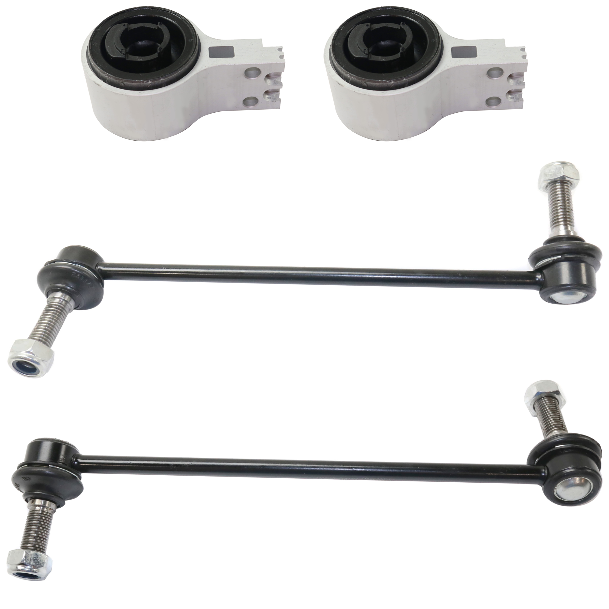 AM FLEX MKT 10-12 FRONT CONTROL ARM BUSHING RH AND LH Lower Rearward 4 pc Kit with Sway Bar Link SKU KIT 071124 C291 OEM GS40859 GS40860