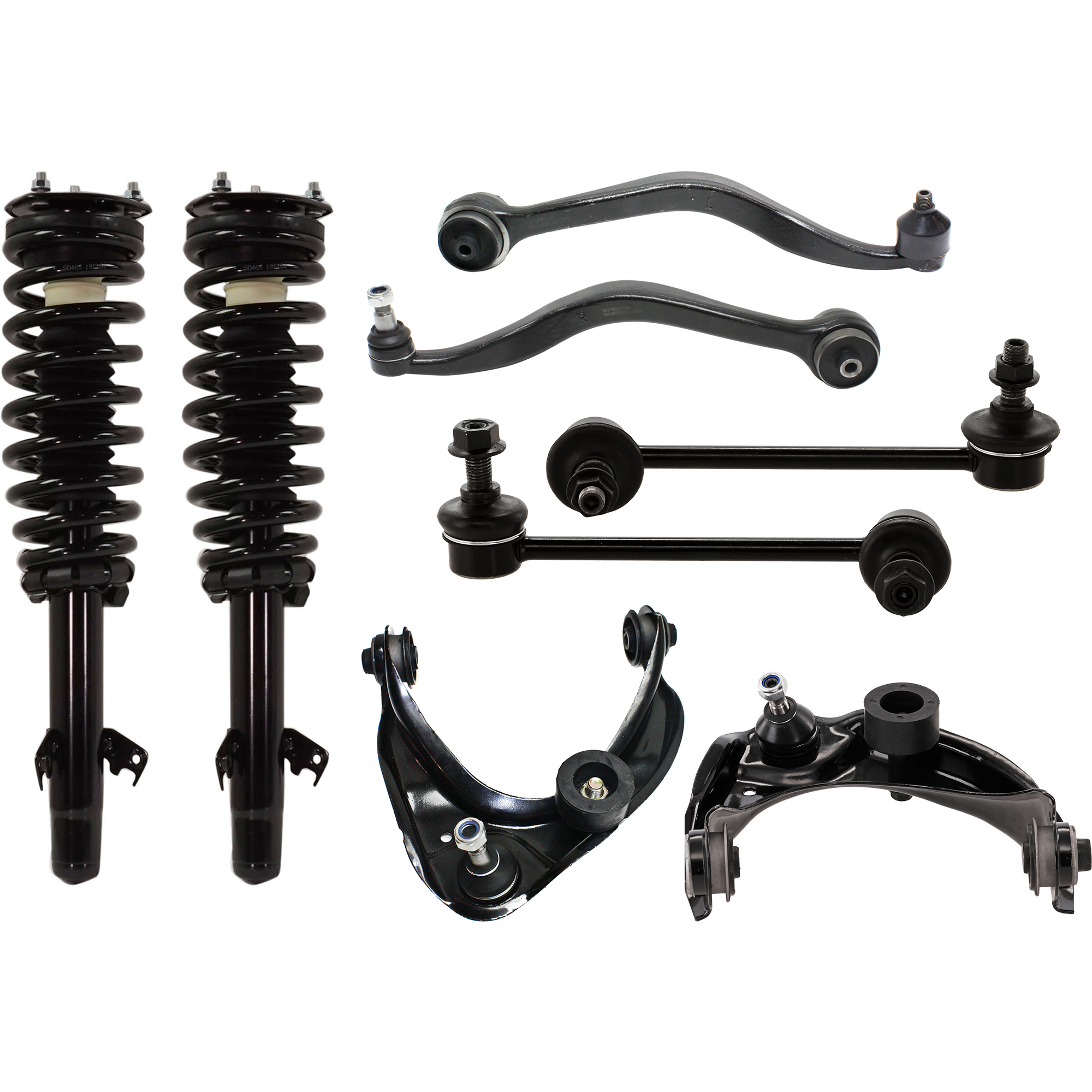 AM MAZDA 6-06-08 FRONT SHOCK ABSORBER AND STRUT ASSEMBLY RH AND LH 8 pc kit with Control Arm and Sway Bar Link SKU KIT 071124 C30 OEM GM9A34900H 2335527L 2701524564