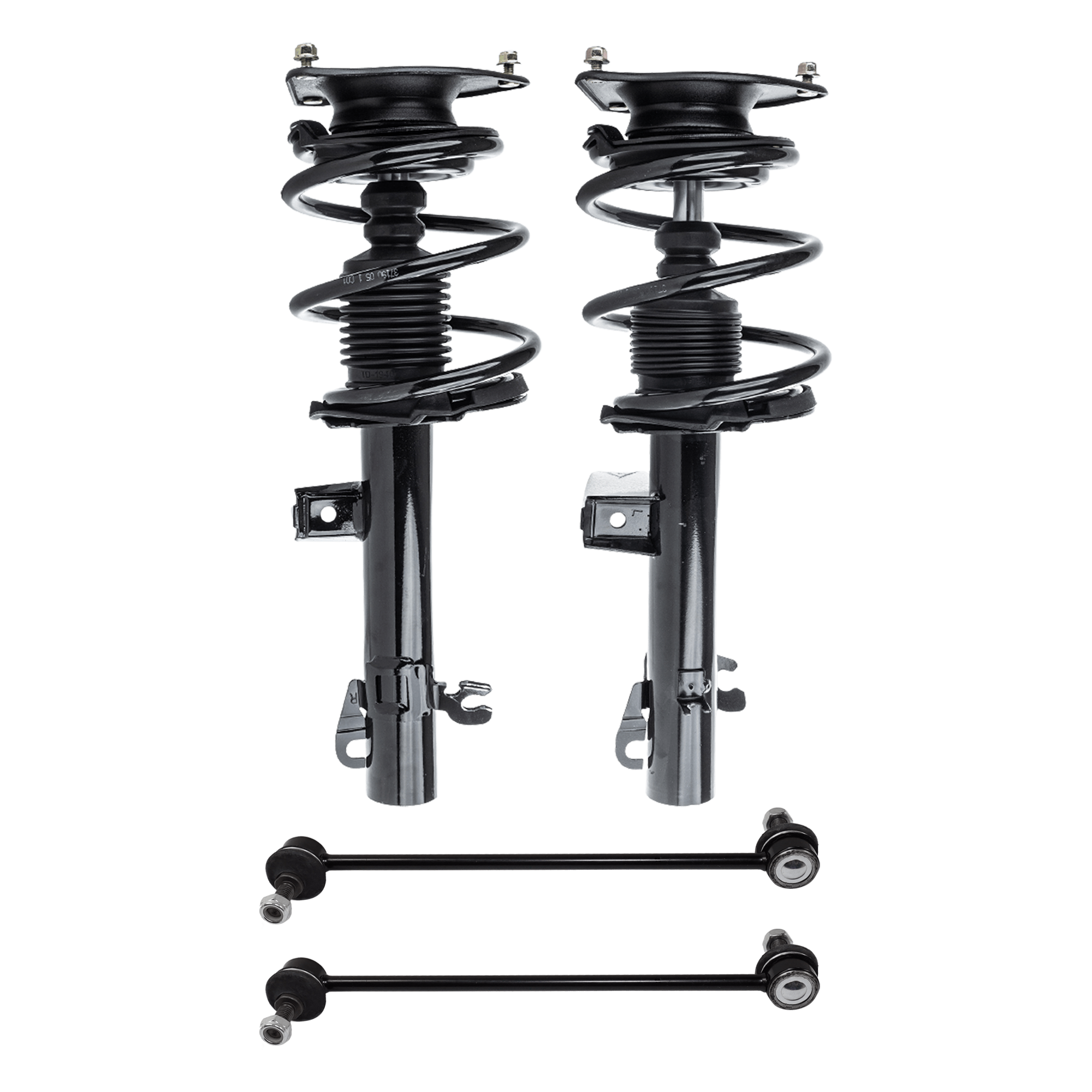 AM COOPER 02-06 FRONT SHOCK ABSORBER AND STRUT ASSEMBLY RH AND LH 4 piece kit with Sway Bar Link SKU KIT 071124 C320 OEM 31306764919-31316780465-313067