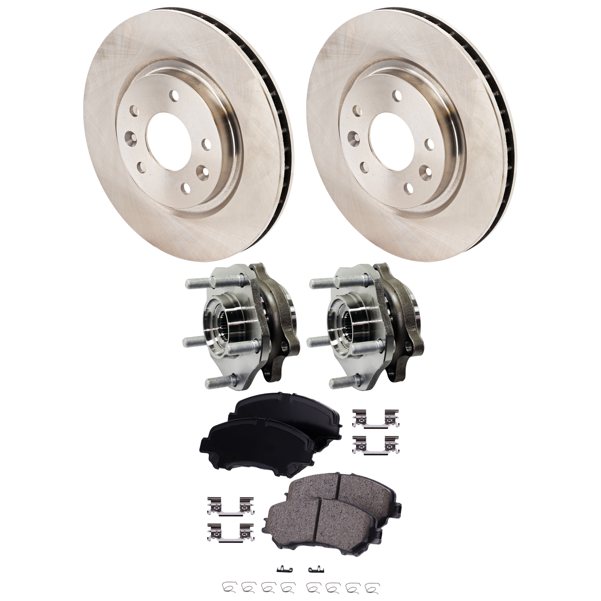 AM ROGUE 14-20 ROGUE SPORT 17-20 FRONT HUB ASSEMBLY RH AND LH 6 pc kit with Brake Disc and Brake Pad Set SKU KIT 071124 C326 OEM 402024BA0A 44822-0833593-85037