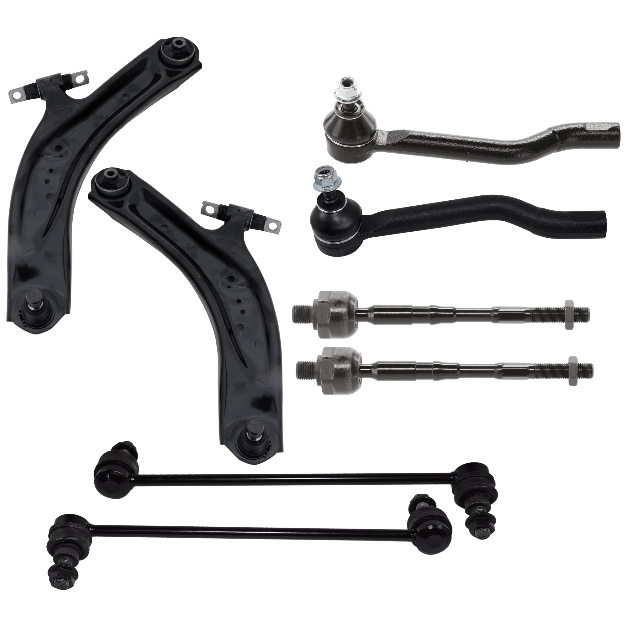 AM ROGUE 14-19 ROGUE SPORT 17-19 FRONT CONTROL ARM RH AND LH Lower 8 pc Kit w Sway Bar Link and Tie Rod End SKU KIT 071124 C44 OEM 546684BA0C 546184BA0C D85214BA