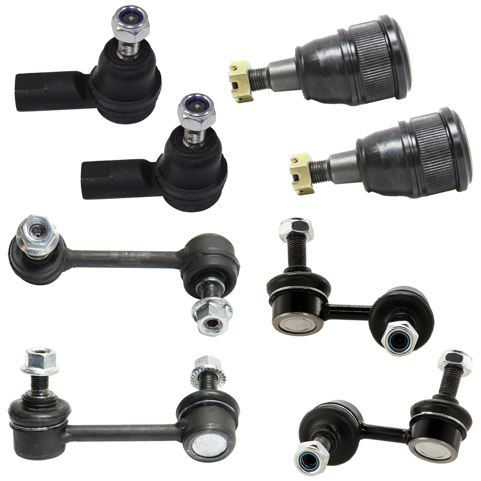 AM ELEMENT 03-11 FRONT BALL JOINT RH AND LH Lower 8 piece kit with Sway Bar Link and Tie Rod End SKU KIT 071124 C49 OEM 2601607-5051330-45D2386-51210S