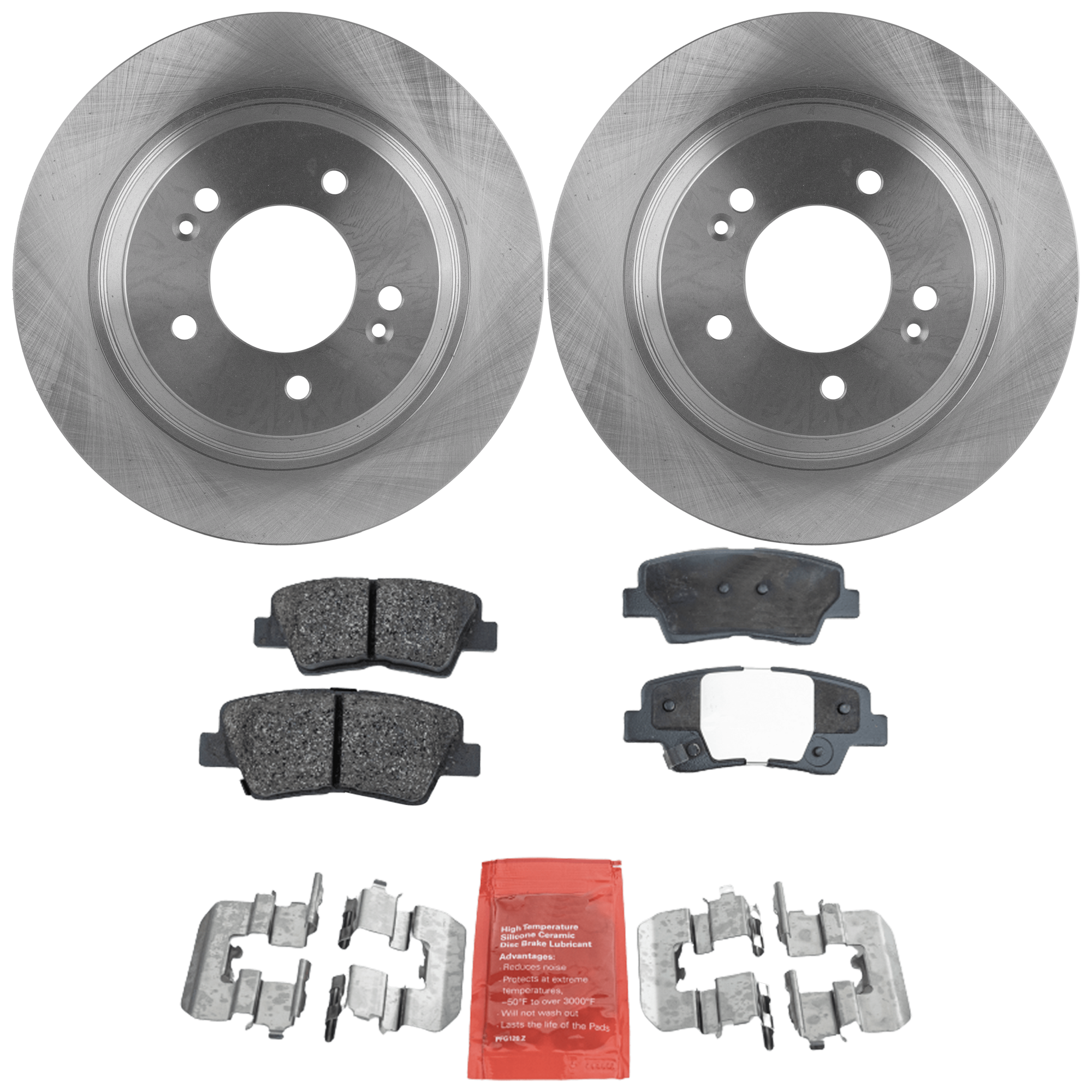 AM IONIQ 17-19 REAR BRAKE DISC AND PAD KIT 4 pc kit SKU KIT 071124 C567 OEM 44766-850354-60021014-901430G