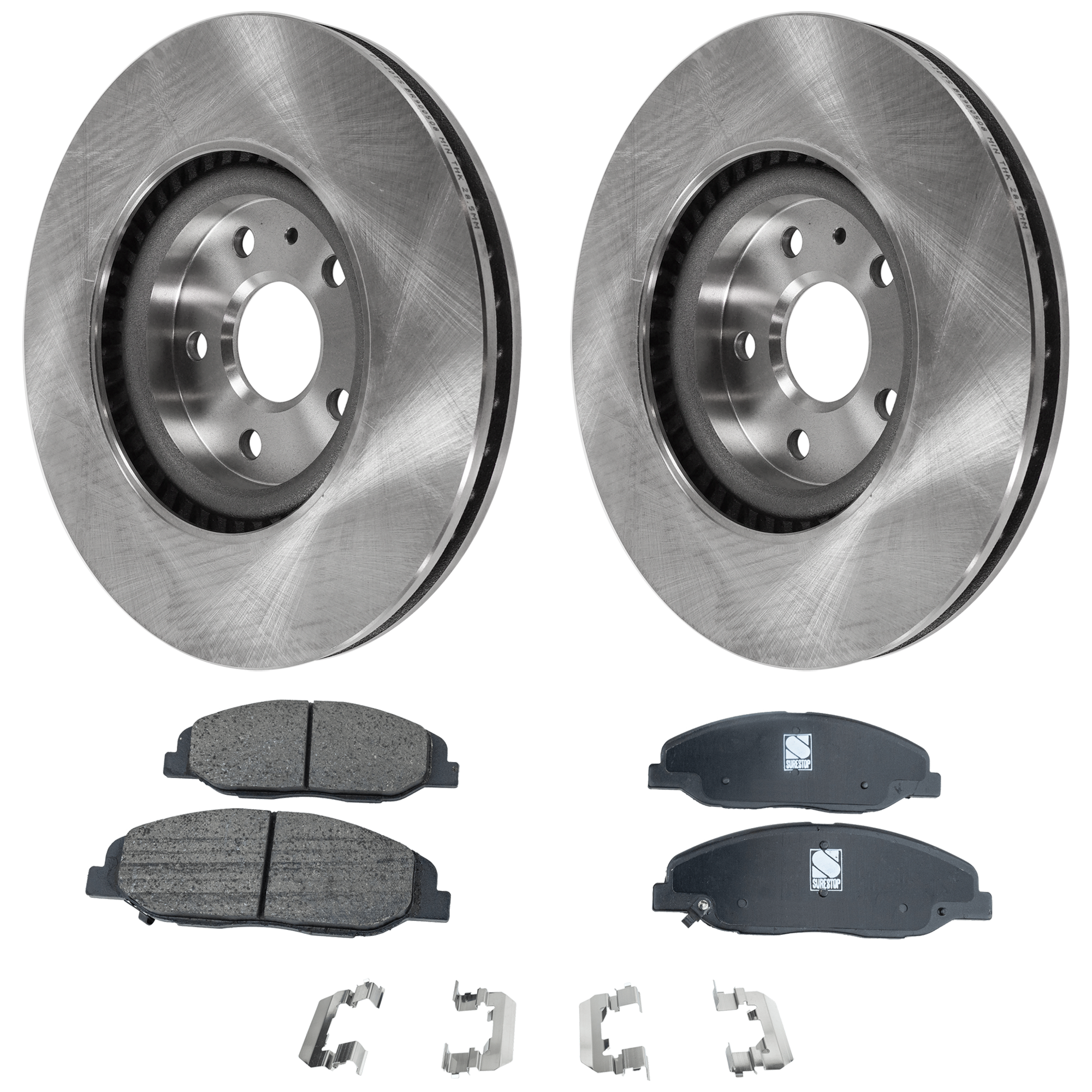AM CTS 08-14 FRONT BRAKE DISC AND PAD KIT 4 pc Kit Plain Surface SKU KIT 071124 C582 OEM 41240-41283-850404-60045019-58