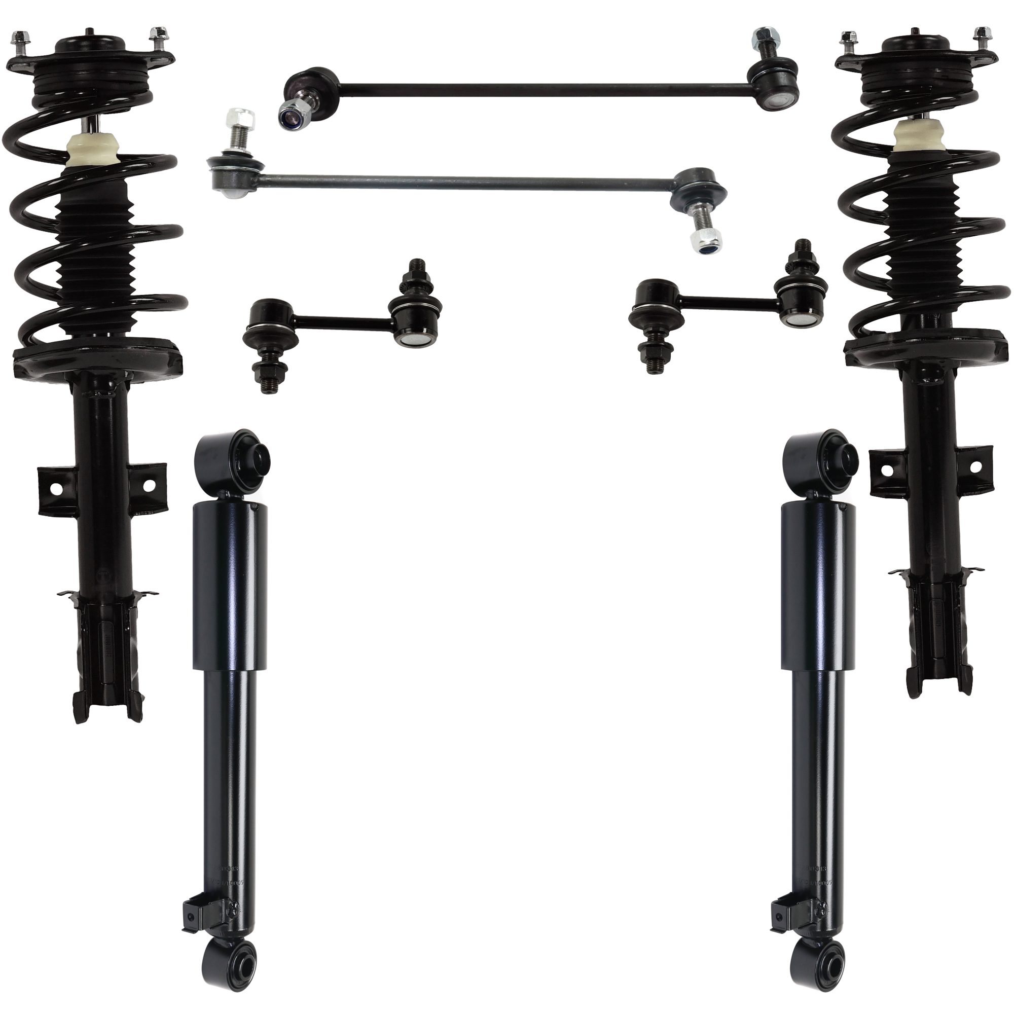 AM SANTA FE 10-12 REAR SHOCK ABSORBER AND STRUT ASSEMBLY RH AND LH 8 pc kit with Sway Bar Link SKU KIT 071124 C61 OEM 553101U500-553101U400-548302B0