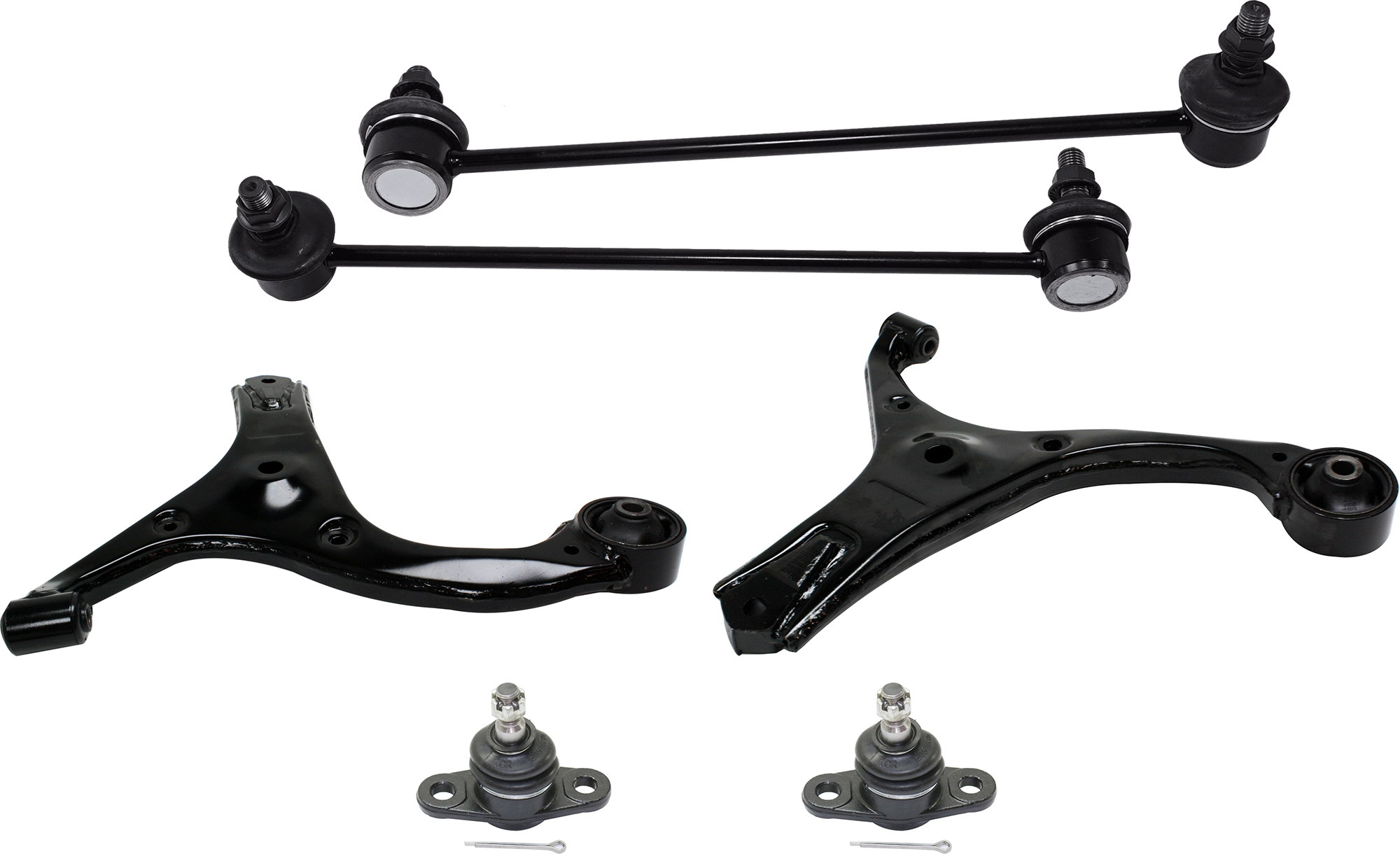AM RIO RIO5-06-11 FRONT CONTROL ARM RH AND LH Lower 6 pc Kit with Ball Joint and Sway Bar Link SKU KIT 071124 C77 OEM 545001E000-545011E000-517601G0
