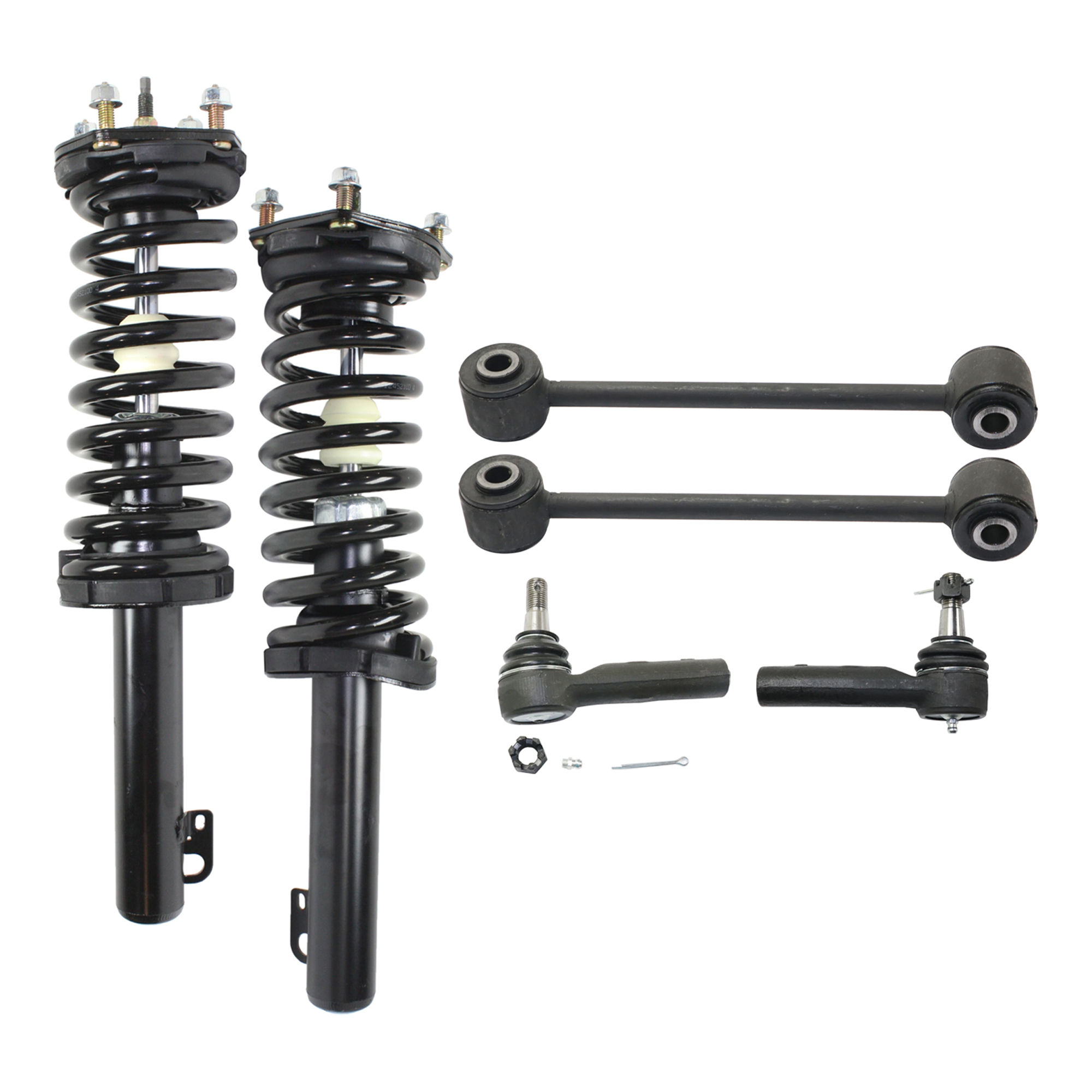 AM COMMANDER GRAND CHEROKEE 06-10 FRONT SHOCK ABSORBER AND STRUT ASSEMBLY RH AND LH 6 pc kit with Sway Bar Link and Tie Rod End SKU KIT 071124 C79 OEM 11211-815361-92140147-27015118
