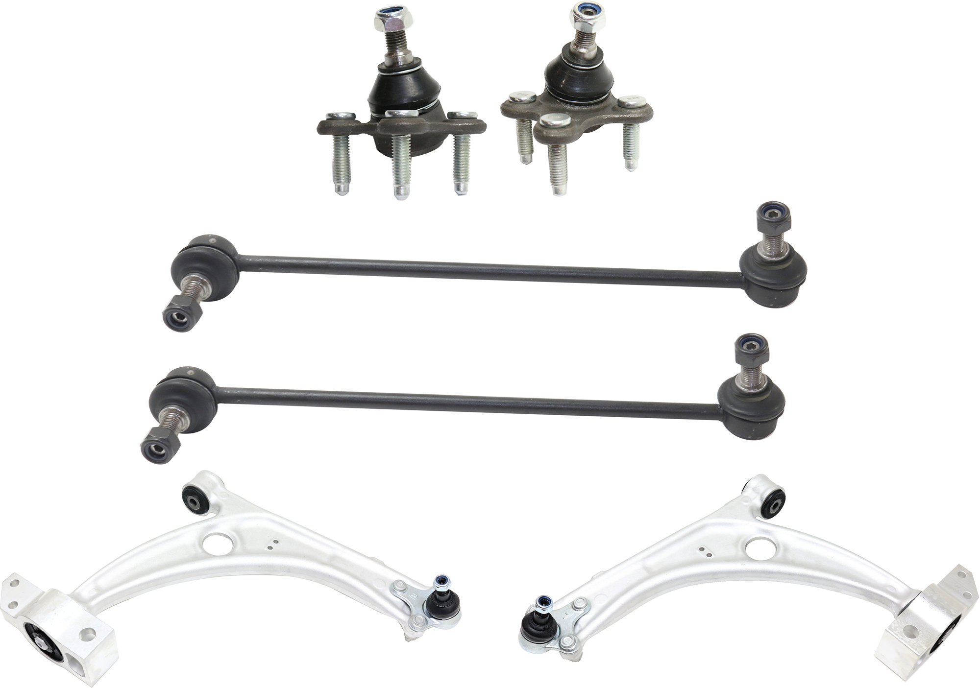AM TIGUAN 09-09 FRONT CONTROL ARM RH AND LH Lower w ball joint s 6 pc Kit with Ball Joint and Sway Bar Link SKU KIT 071124 C90 OEM 3C0407151E 3C0407151G 1015972