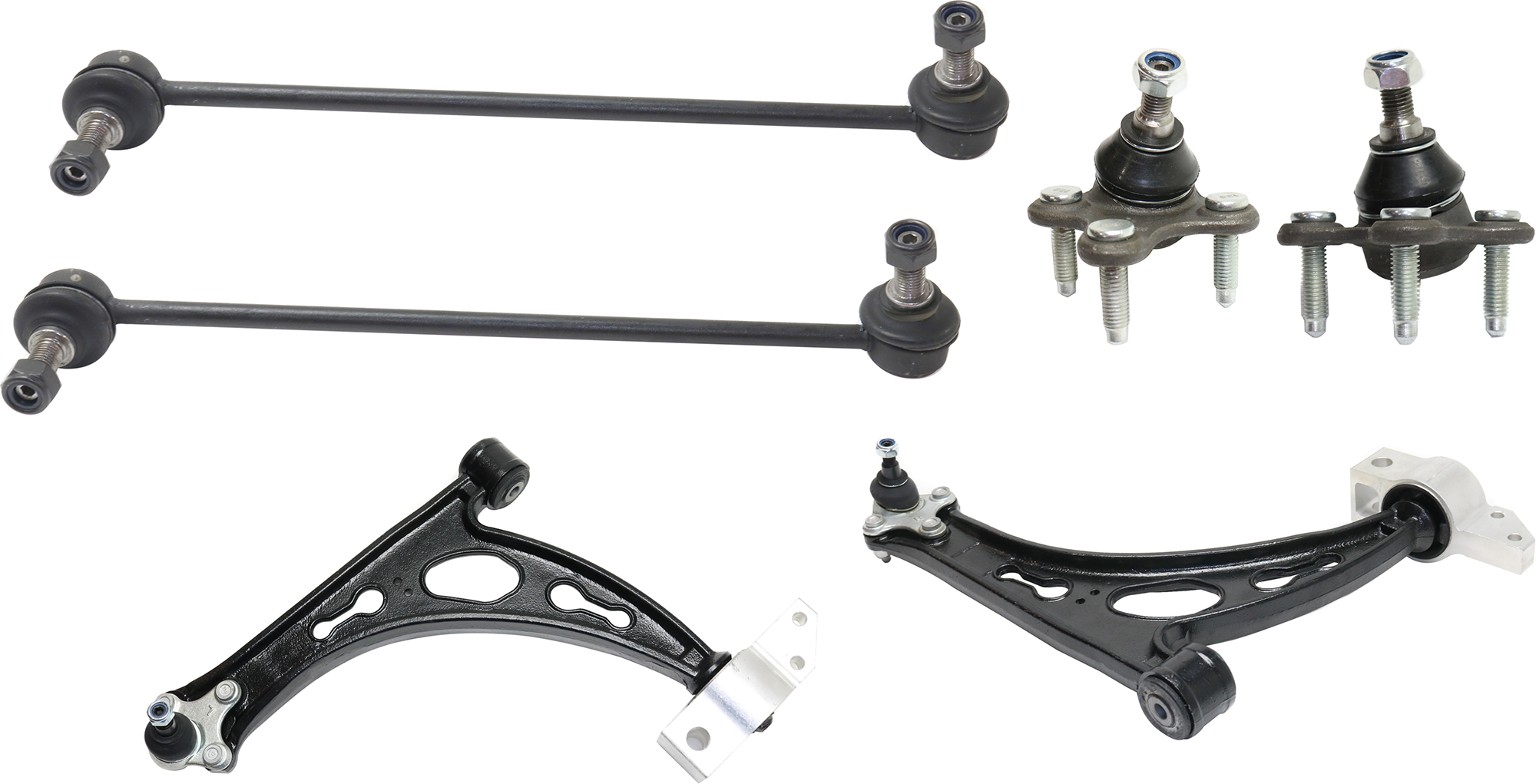 AM JETTA 06-14 GTI FRONT CONTROL ARM RH AND LH Lower w ball joint s 6 pc Kit with Ball Joint and Sway Bar Link SKU KIT 071124 C93 OEM 1K0407151AC 1K0407151AD 1K0407