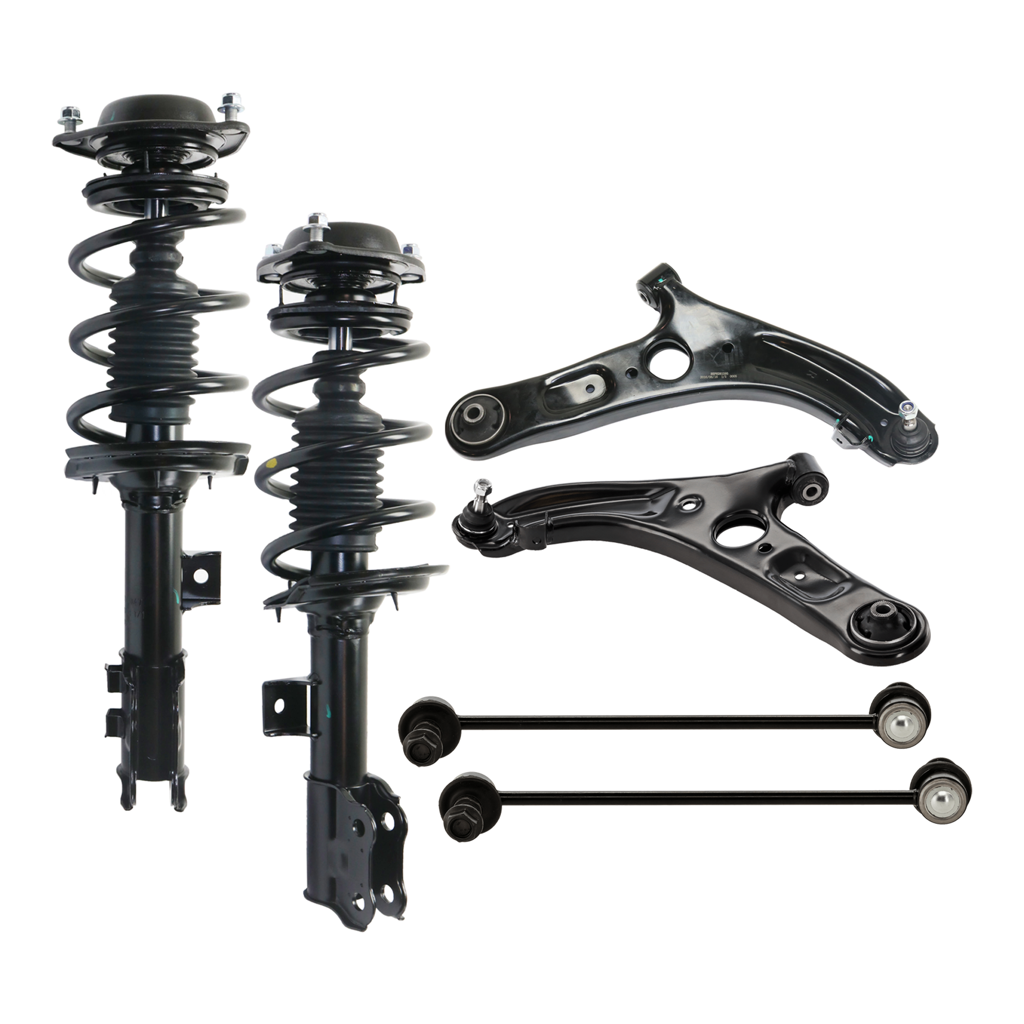 AM ELANTRA 11-16 FRONT SHOCK ABSORBER AND STRUT ASSEMBLY RH AND LH 6 pc kit with Control Arm and Sway Bar Link SKU KIT 071124 C98 Partslink HY4511103 OEM 1333386R 172708-546613X050-546