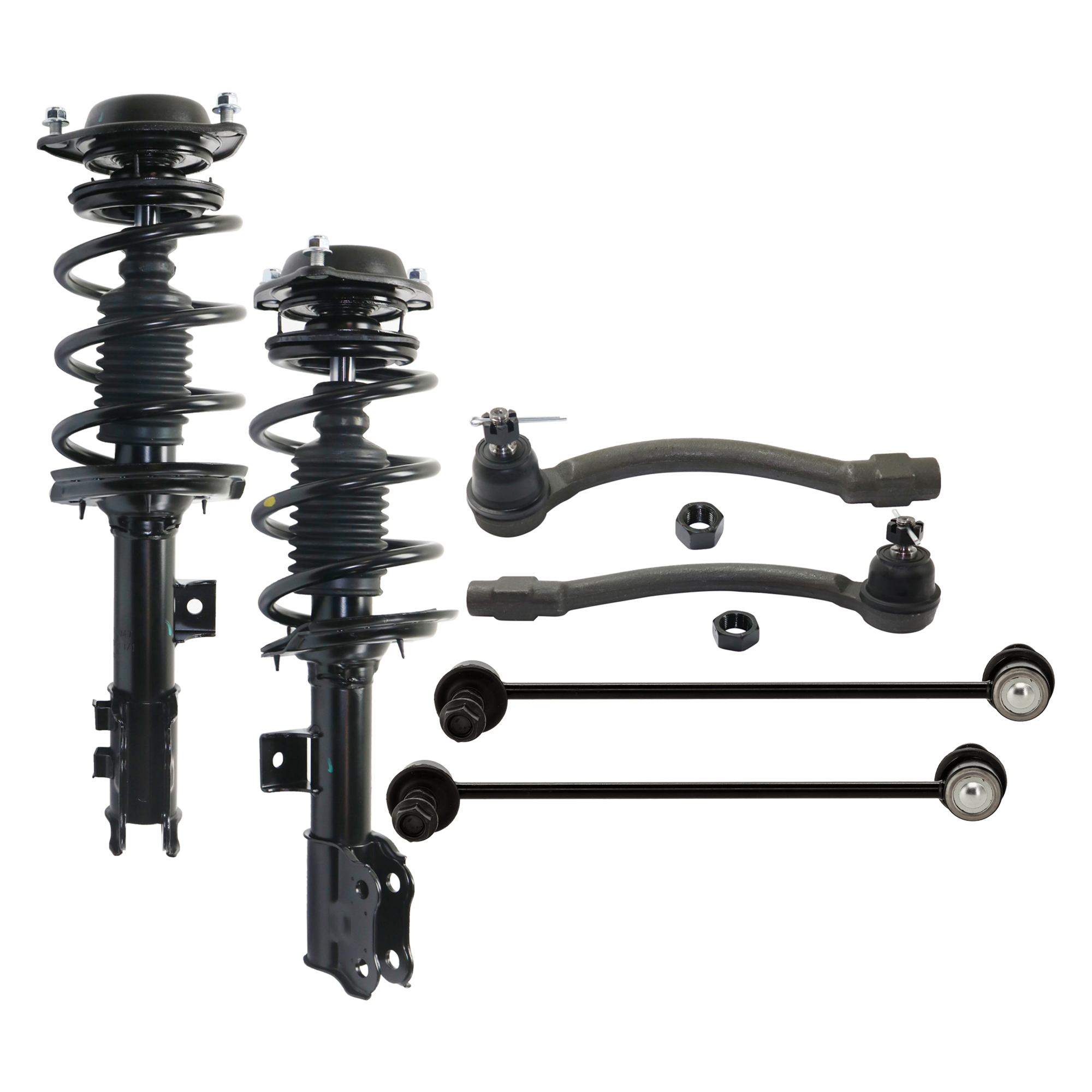 AM ELANTRA 11-16 FRONT SHOCK ABSORBER AND STRUT ASSEMBLY RH AND LH 6 piece kit with Sway Bar Link and Tie Rod End SKU KIT 071124 C99 OEM 1333386R 172708-546613X050-546