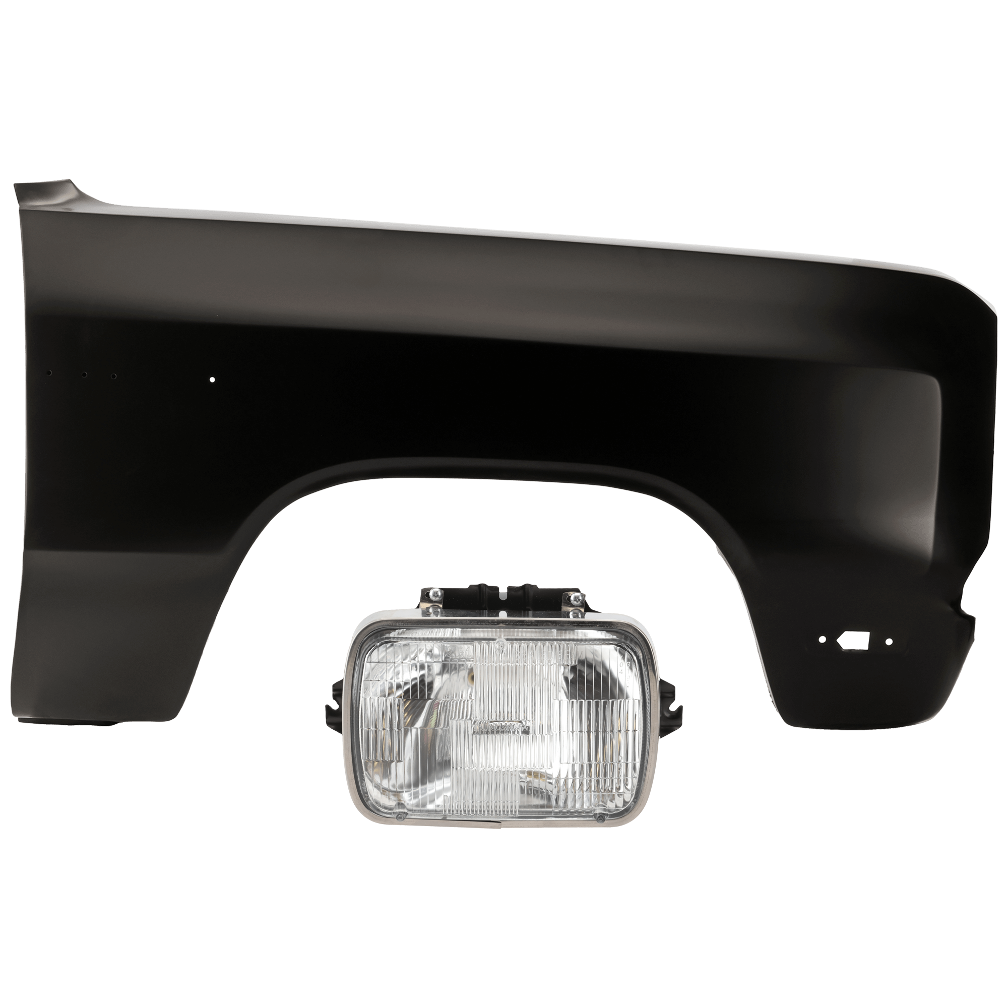 AM DODGE PICKUP 81-93 HEAD LAMP RH 2 pc Kit Assembly Halogen with Fender SKU KIT 071126-01 Partslink CH2500115 CH1241118 OEM 5201204 L00H6054-5201334-45041