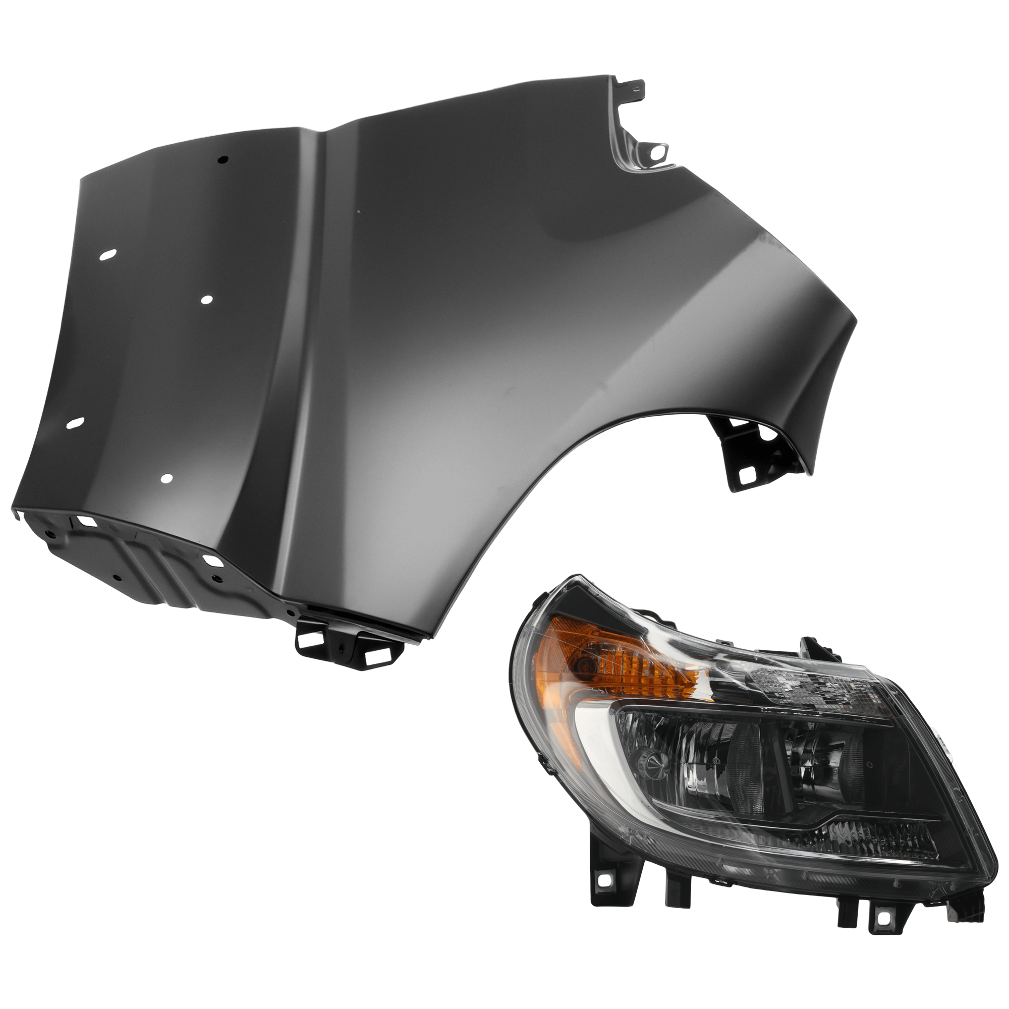 AM PROMASTER VAN 14-22 HEAD LAMP RH 2 pc Kit Assembly Halogen with Fender SKU KIT 071126-08 Partslink CH2503254 CH1241286 OEM 4725944AK 4725944AJ 68213477AB