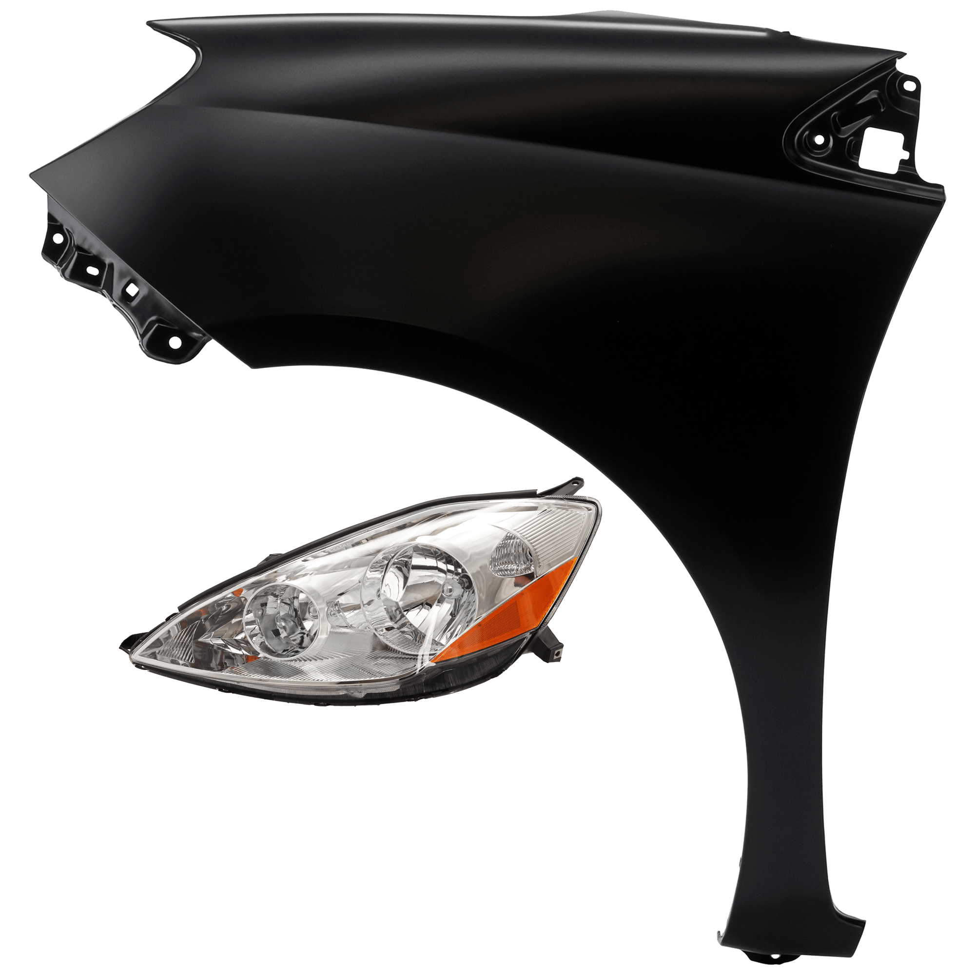 AM SIENNA 06-10 HEAD LAMP LH 2 pc Kit Assembly Halogen with Fender SKU KIT 071126-123 Partslink TO2502172 TO1240202 OEM 81150AE030-53812AE020
