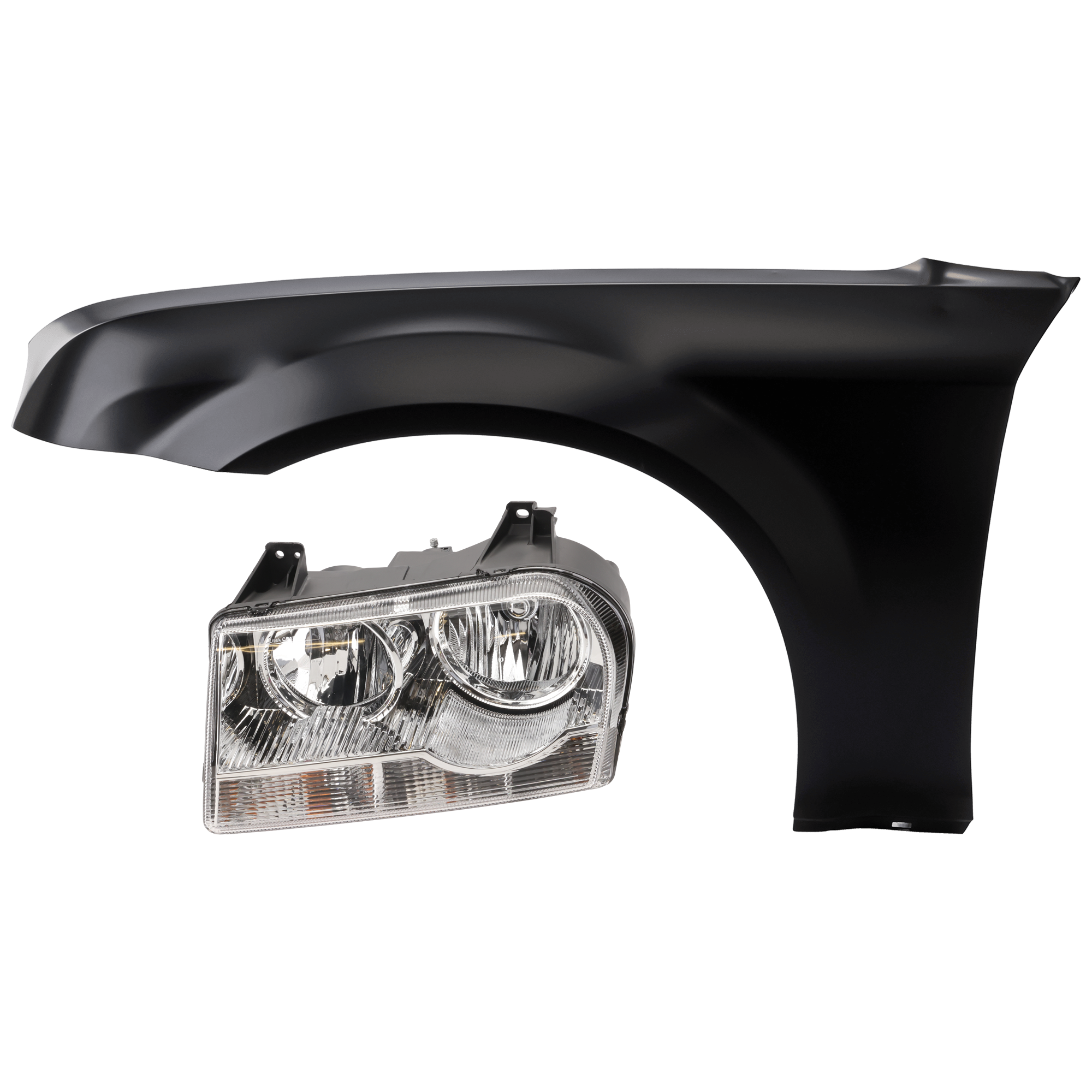 AM CHRYSLER 300-05-08 HEAD LAMP LH 2 pc Kit Assembly Halogen with Fender SKU KIT 071126-125 Partslink CH1240245 OEM 4805757AH PFM 4805757AI PFM 51