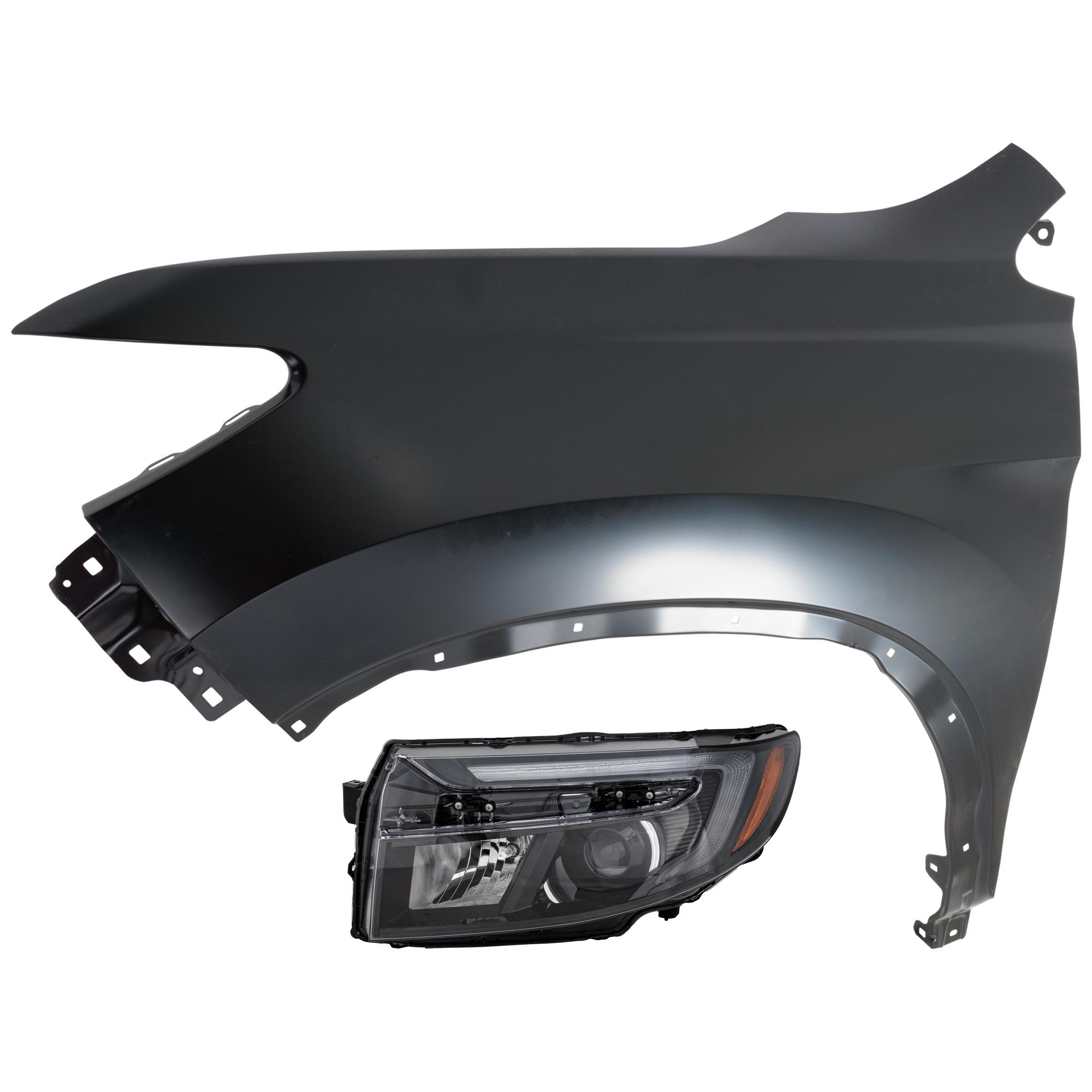 AM PASSPORT 22-25 RIDGELINE 21-25 HEAD LAMP LH 2 pc Kit Assembly LED with Fender SKU KIT 071126-126 Partslink HO2502207 HO1240202 OEM 33150T6ZA11-60261T6ZA00ZZ