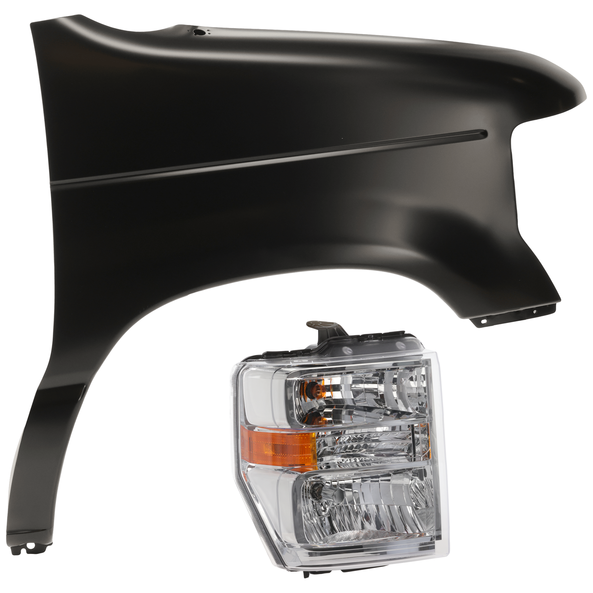 AM ECONOLINE VAN 08-14 HEAD LAMP RH 2 pc Kit Assembly Halogen with Fender CAPA SKU KIT 071126-128 Partslink FO2503249C FO1241271C OEM AC2Z13008C 8C2Z16005B