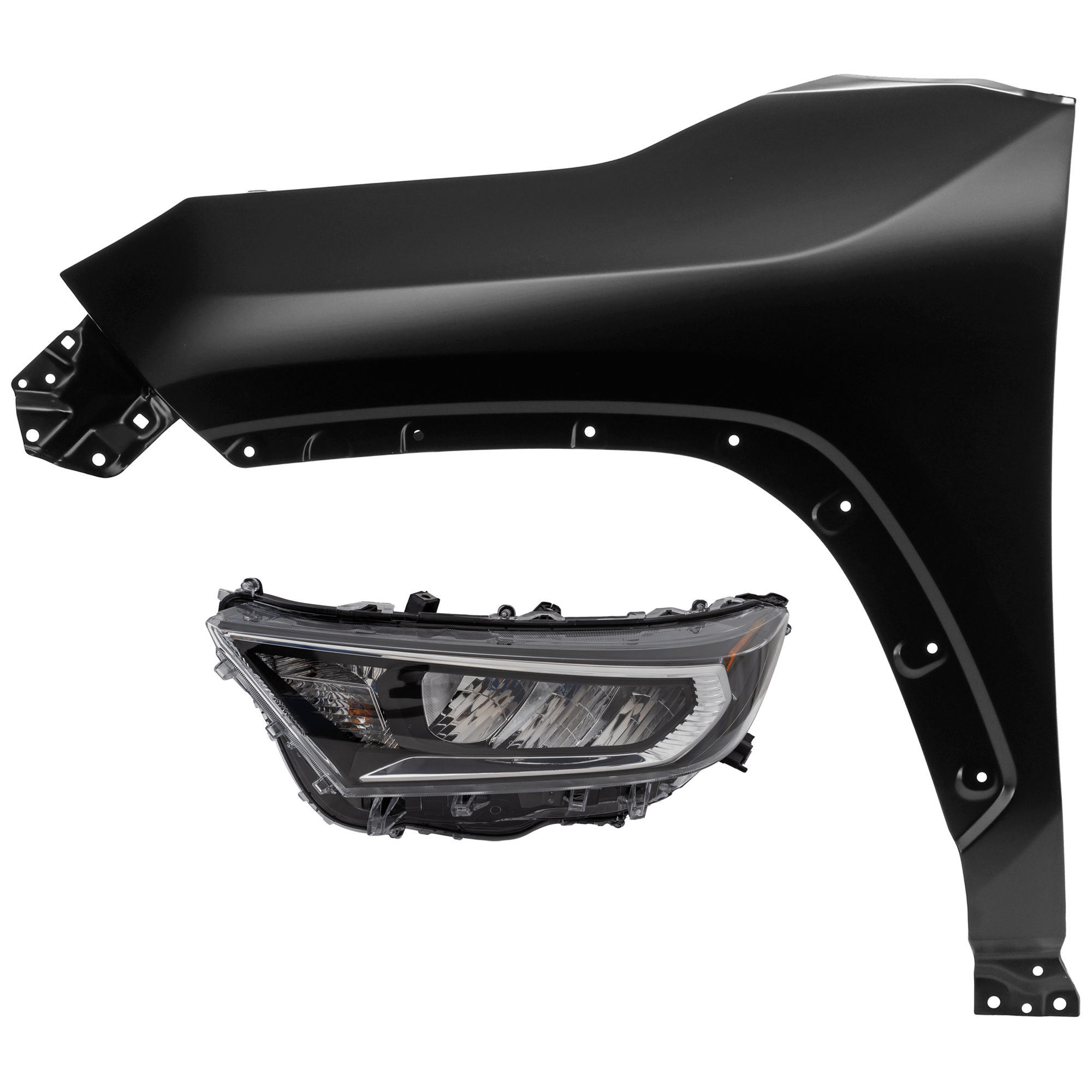 AM RAV4-19-21 HEAD LAMP LH 2 pc Kit Assembly LED with Fender SKU KIT 071126-133 Partslink TO2502275 TO1240275 OEM 811500R140-538120R110 PFM