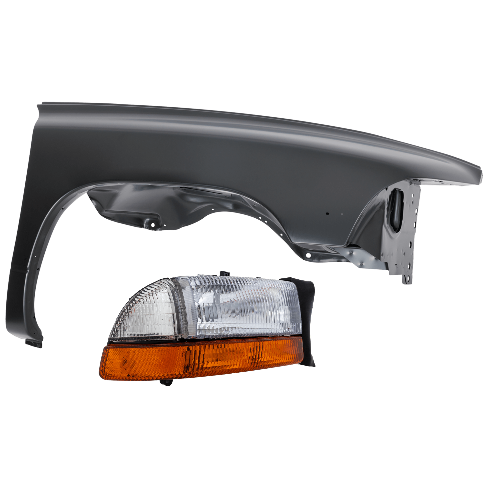 AM DAKOTA 97-97 DURANGO 98-98 HEAD LAMP RH 2 pc Kit Assembly Halogen with Fender SKU KIT 071126-148 Partslink CH2503117 CH1241212 OEM 5011406AA 55255030AF