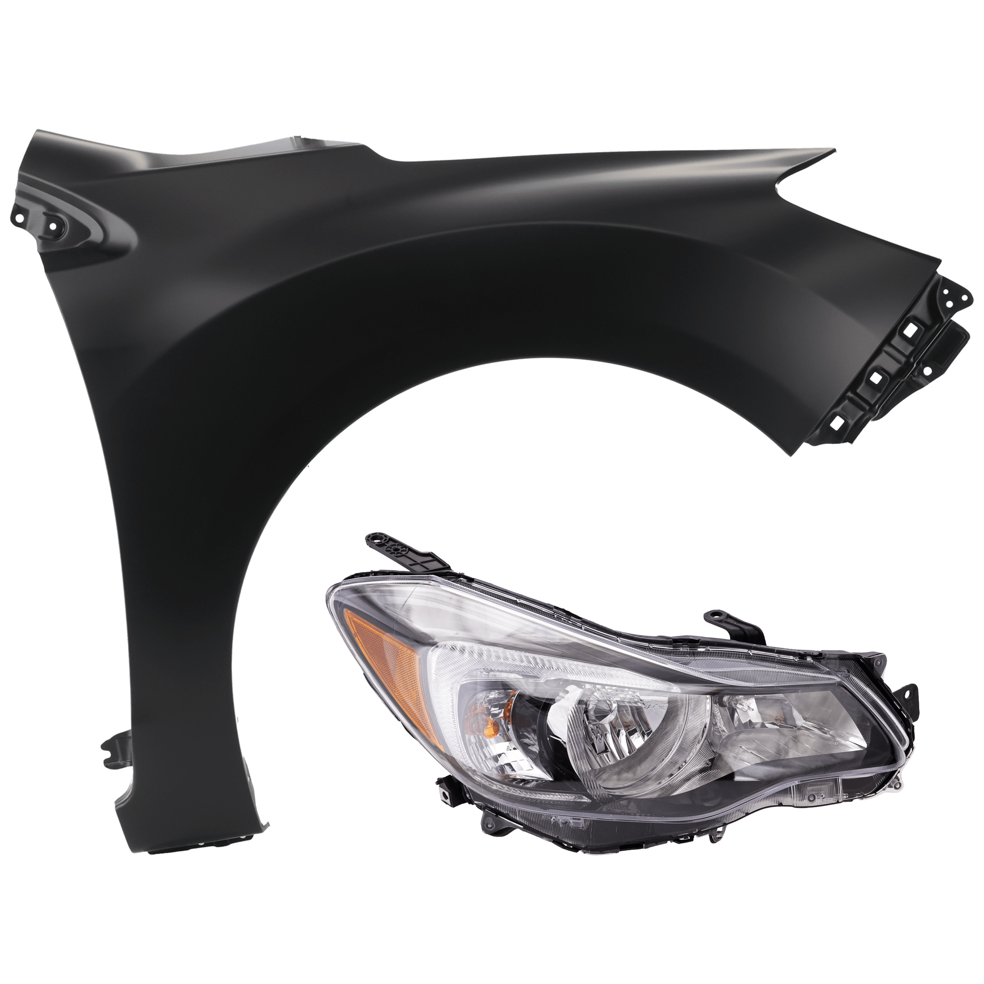 AM IMPREZA 15-16 HEAD LAMP RH 2 pc Kit Assembly Halogen with Fender SKU KIT 071126-161 Partslink SU2503155 SU1241136 OEM 84001FJ320-57120FJ0009P