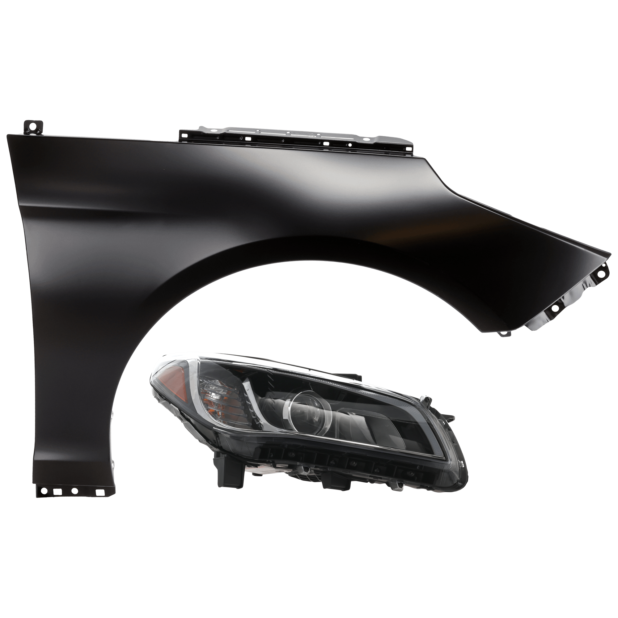 AM SONATA 15-17 HEAD LAMP RH 2 pc Kit Assembly HID Xenon with Fender SKU KIT 071126-163 Partslink HY2503184 HY2503214 HY1241161 OEM 92102C2100-92102C2200-66321C10