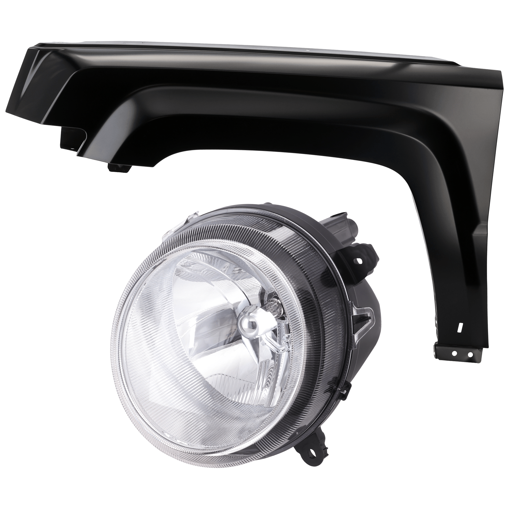 AM PATRIOT 11-17 HEAD LAMP LH 2 pc Kit Assembly Halogen with Fender SKU KIT 071126-167 Partslink CH2502176 CH1240279 OEM 5303843AE 68079925AA