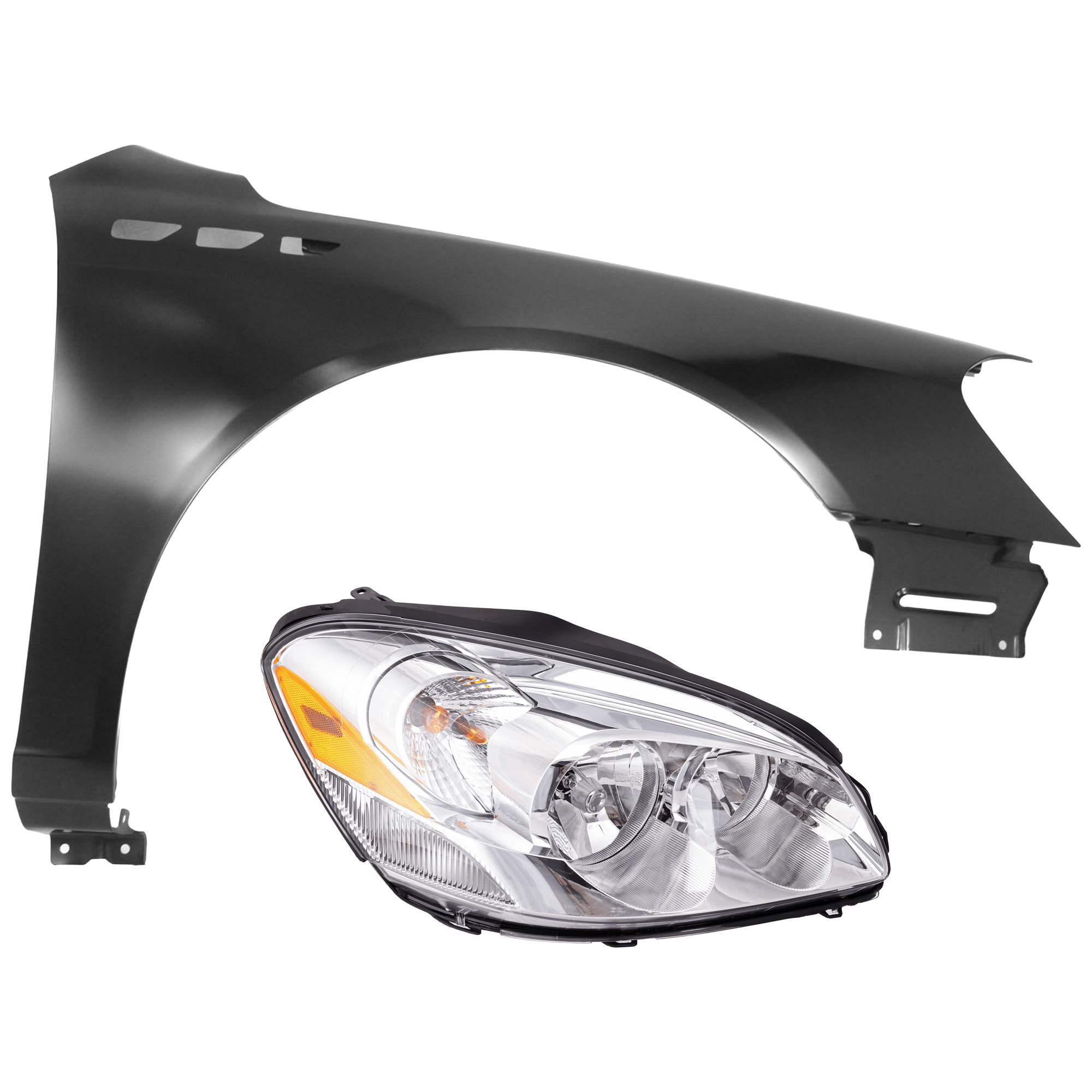 AM LUCERNE 06-11 HEAD LAMP RH 2 pc Kit Assembly Halogen with Fender CAPA SKU KIT 071126-170 Partslink GM2503277C GM1241331C OEM 25974774-25833736