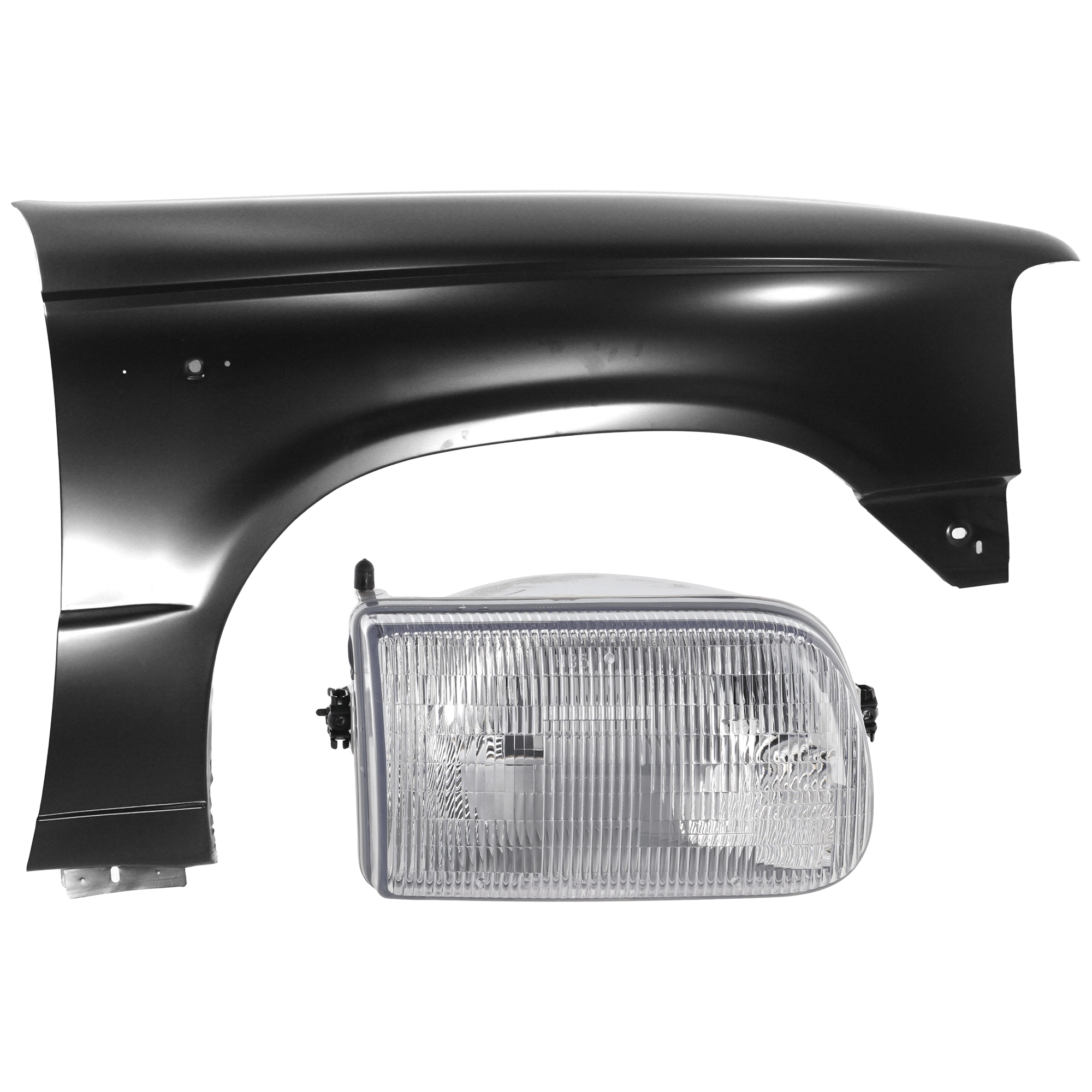 AM MAZDA PICKUP 94-97 HEAD LAMP RH 2 pc Kit Assembly Halogen with Fender SKU KIT 071126-195 Partslink MA2503110 MA1241125 OEM ZZM051030 ZZM252110
