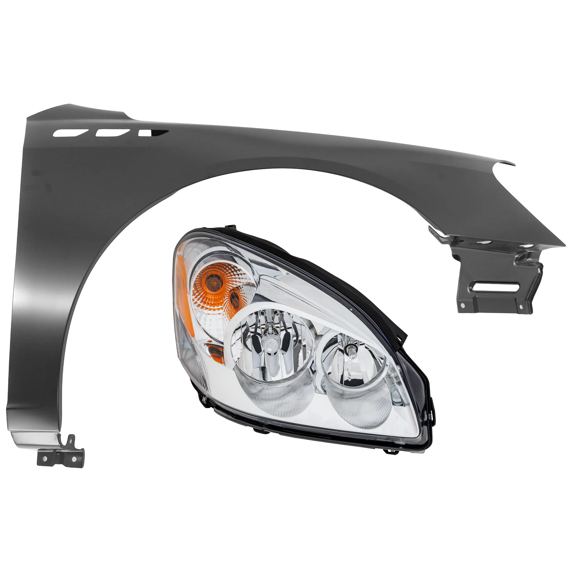 AM LUCERNE 06-11 HEAD LAMP RH 2 pc Kit Assembly Halogen with Fender SKU KIT 071126-200 Partslink GM2503277 GM1241331 OEM 25974774-25833736