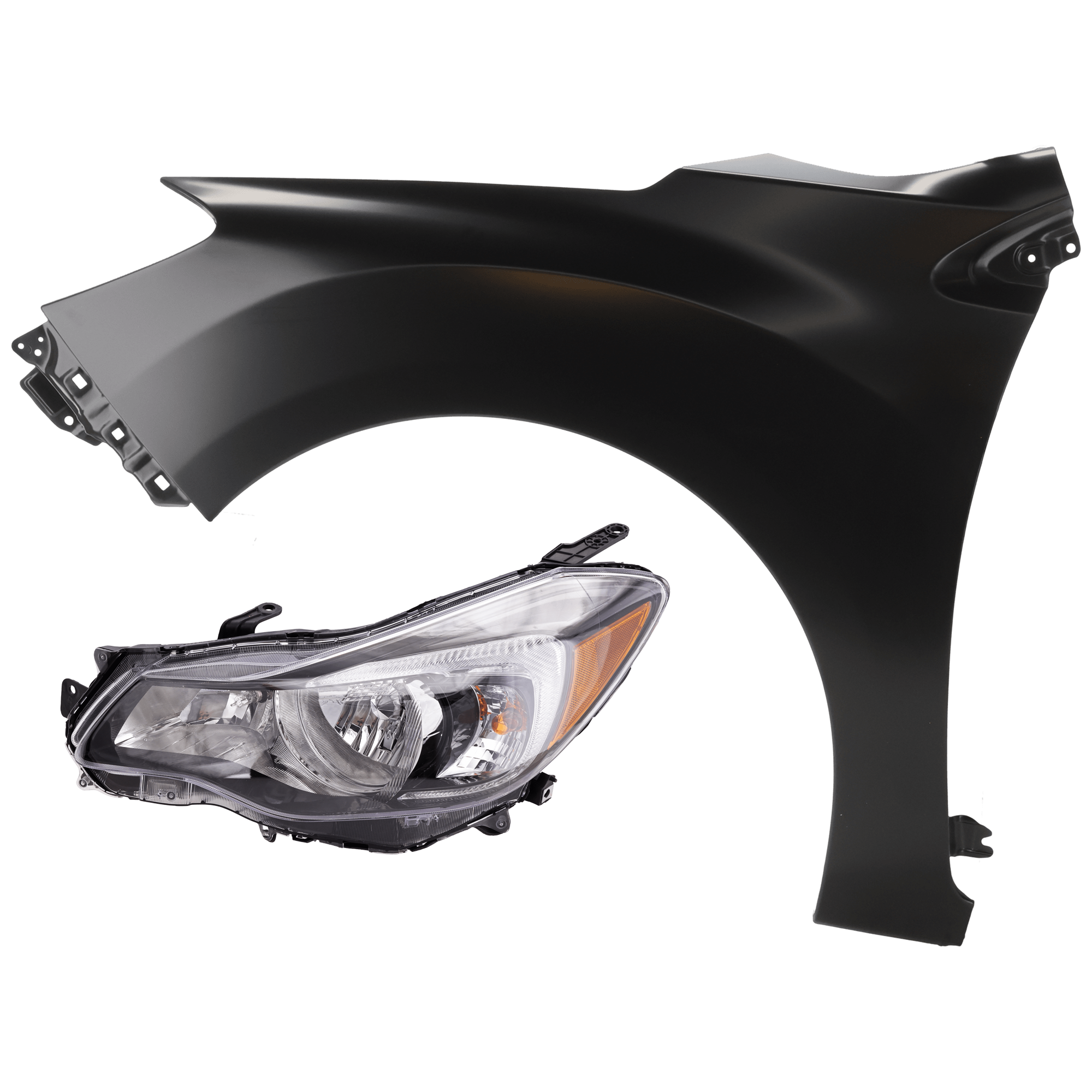 AM IMPREZA 15-16 HEAD LAMP LH 2 pc Kit Assembly Halogen with Fender SKU KIT 071126-20 Partslink SU2502155 SU1240136 OEM 84001FJ330-57120FJ0109P 57120F