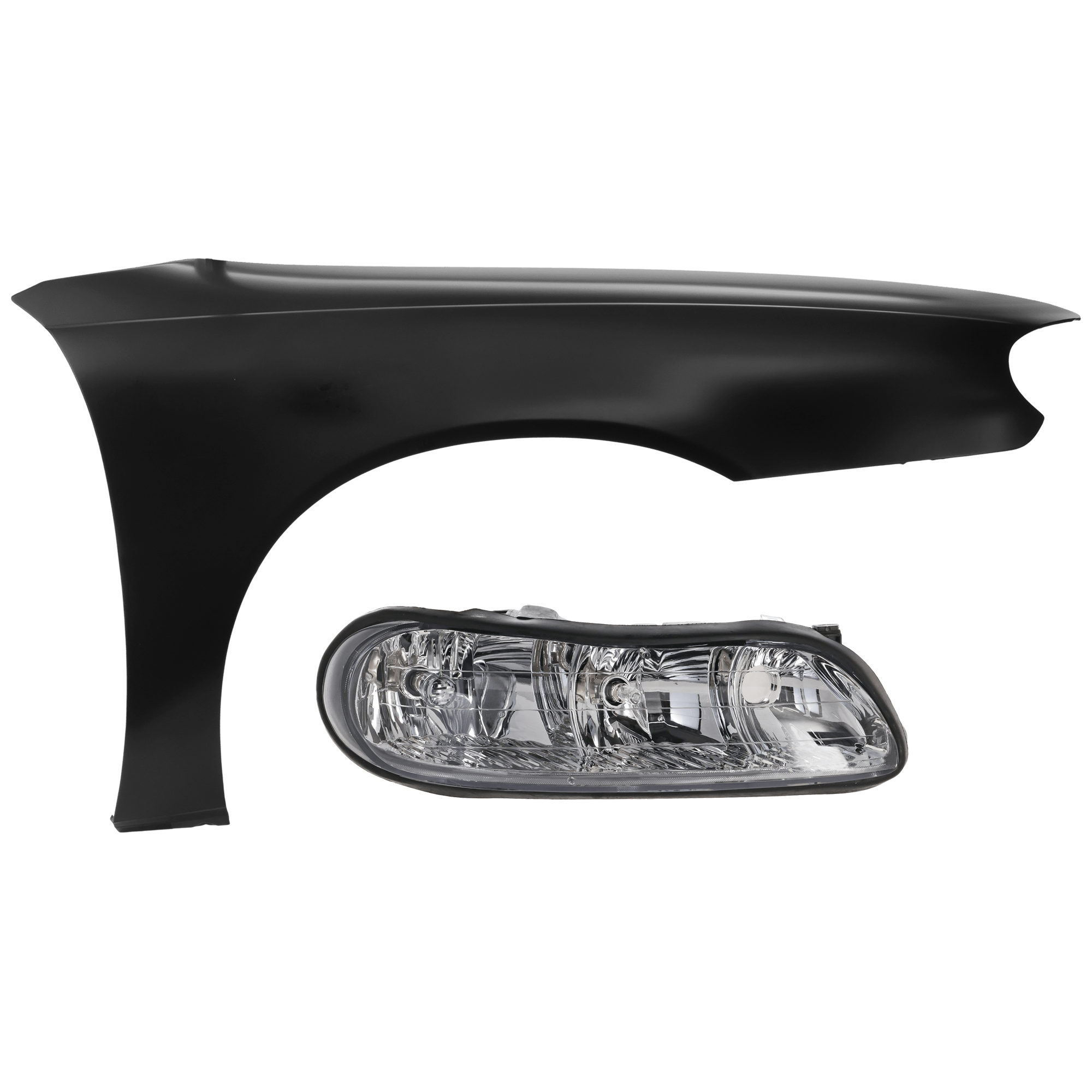 AM CLASSIC 04-05 MALIBU 97-03 HEAD LAMP RH 2 pc Kit Assembly Halogen with Fender SKU KIT 071126-216 Partslink GM2503154 GM1241254 OEM 22618781-22602678