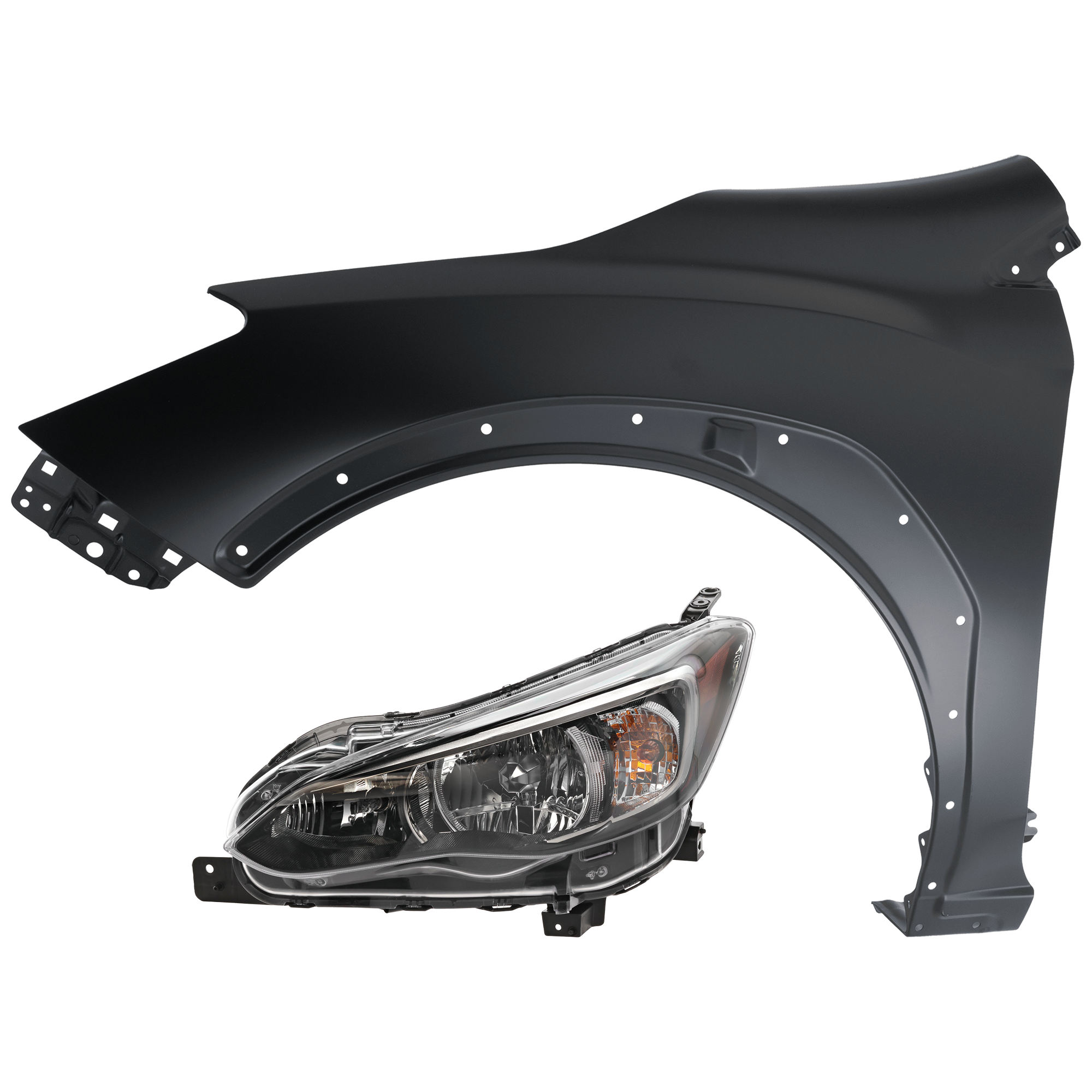 AM CROSSTREK 18-23 HEAD LAMP LH 2 pc Kit Assembly Halogen with Fender CAPA SKU KIT 071126-231 Partslink SU2502160C SU2502164C SU1240151C OEM 84001FL01B 84001FL110-57120FL0