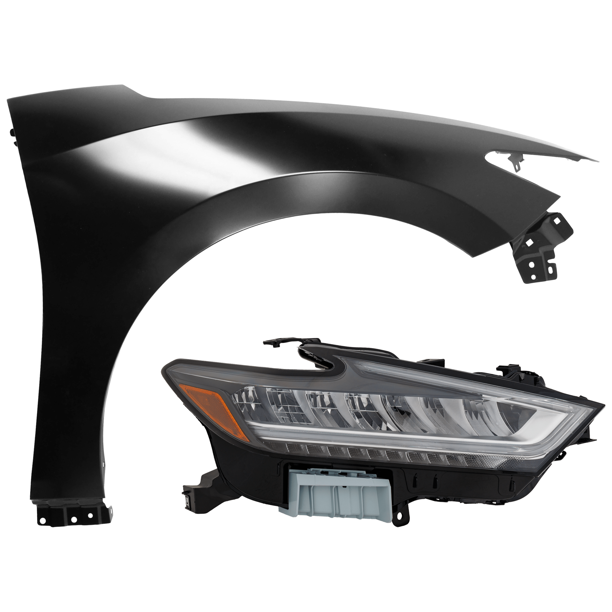 AM MAXIMA 19-23 HEAD LAMP RH 2 pc Kit Assembly LED with Fender SKU KIT 071126-237 Partslink NI2503269 NI1241224 OEM 260109DJ0B 631004RA0A