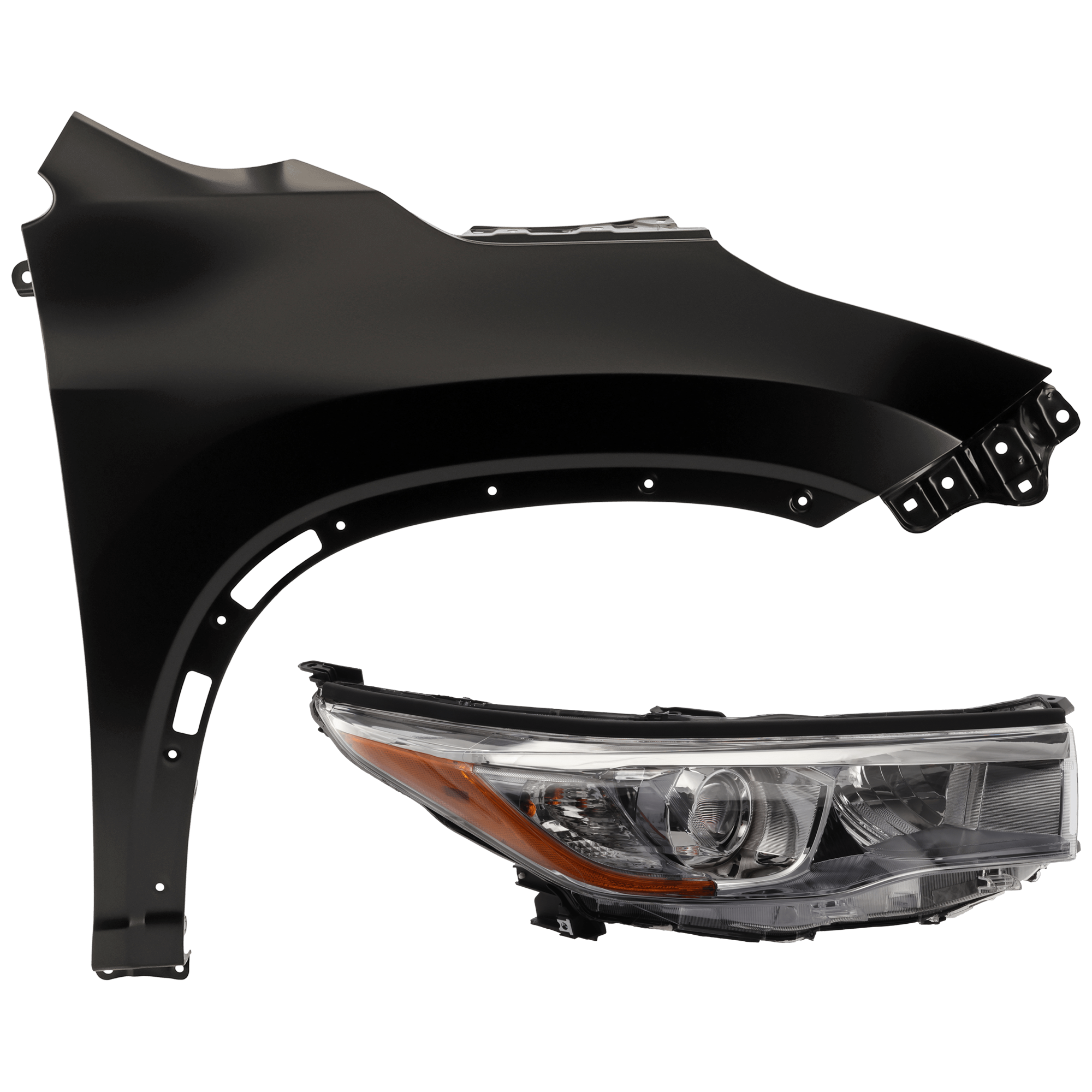 AM HIGHLANDER 14-16 HEAD LAMP RH 2 pc Kit Assembly Halogen with Fender SKU KIT 071126-241 Partslink TO2503225 TO1241251 OEM 811100E250-538010E110