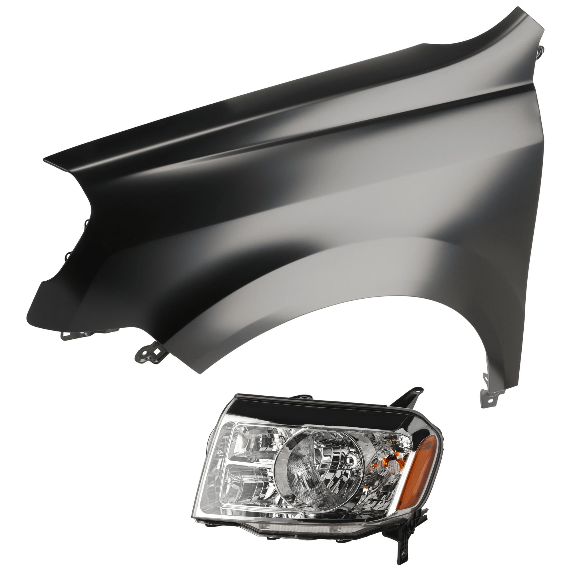 AM PILOT 09-11 HEAD LAMP LH 2 pc Kit Assembly Halogen with Fender CAPA SKU KIT 071126-245 Partslink HO2518125C HO1240175C OEM 33150SZAA01-60261SZAA90ZZ